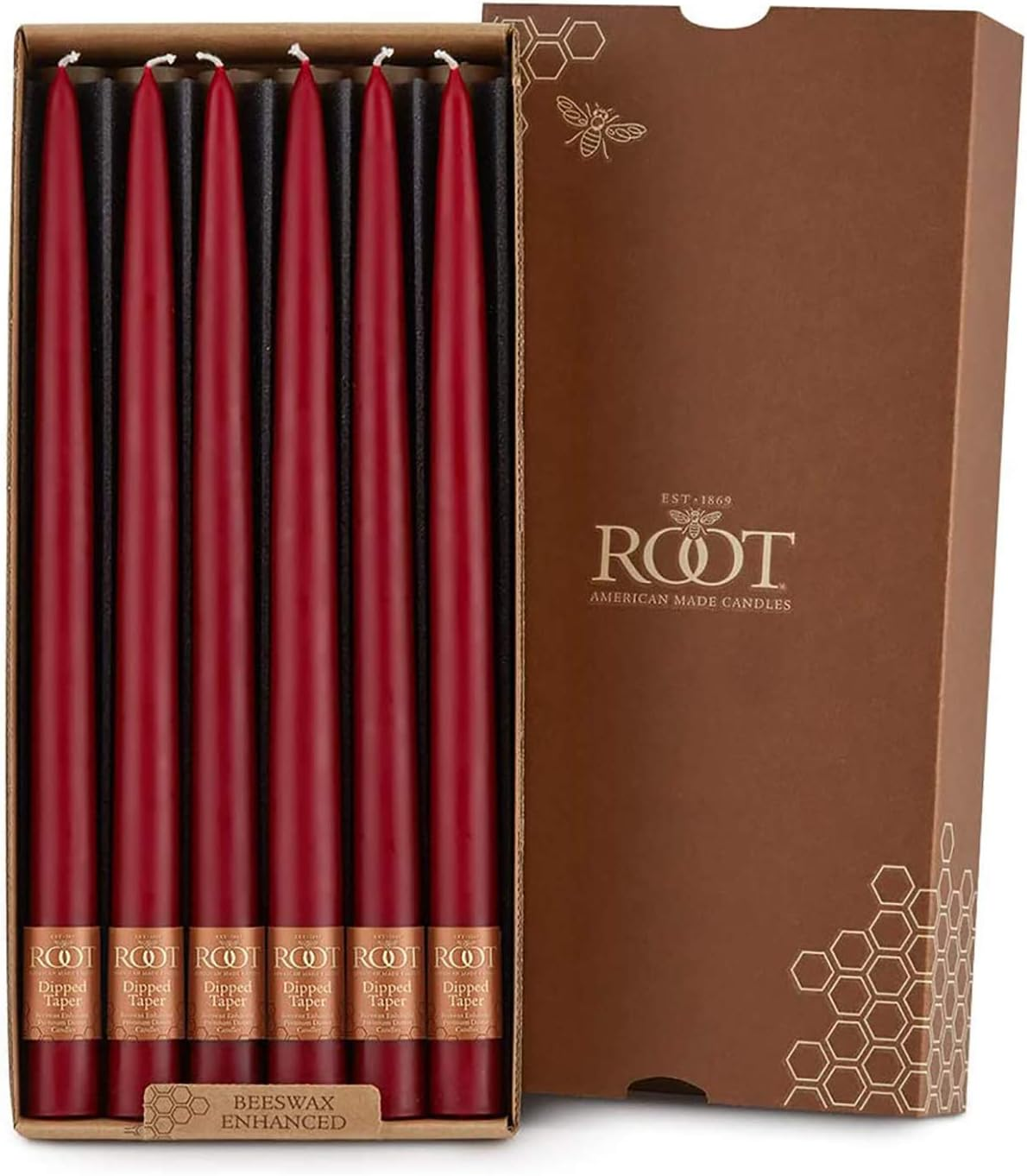 Root Candles Smooth Hand-Dipped 12-Inch Dinner Candles, 12-Count, Garnet image number 6