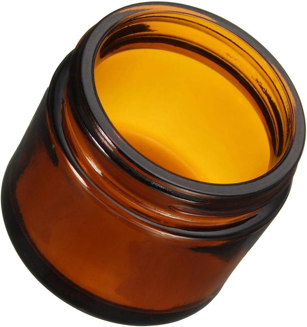 Sgerste Brown Amber Glass Jar round Empty Black Lid Cream Balm Jar Storage Container 60Ml image number 1