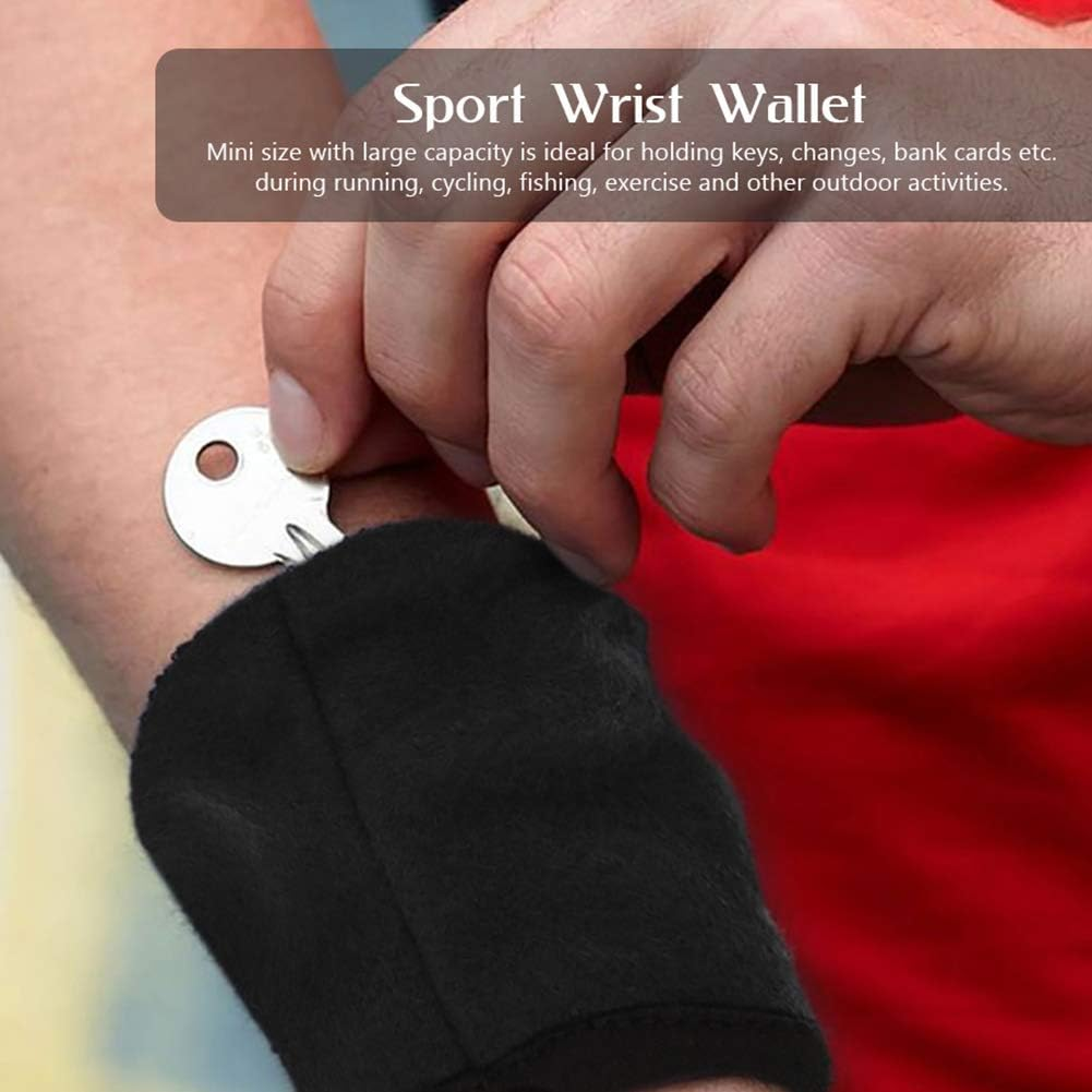 Wristband Wallet, Sports Thick Waterproof Sweatband with Zipper Pocket for Running Walking and Cycling to Hold Cash Card Keys and Id'S, Wrist Band Pouch image number 5