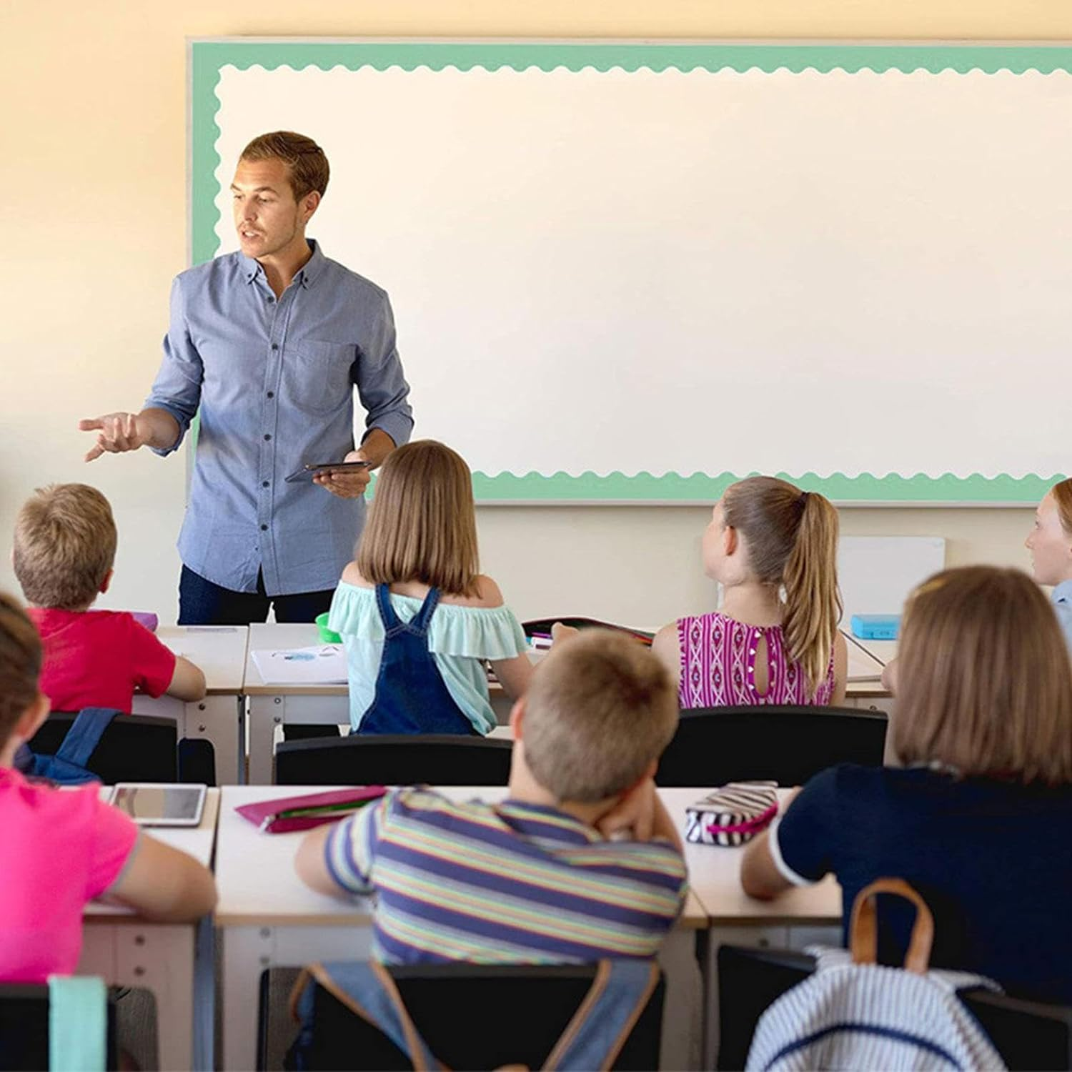 Bulletin Boards Borders for Classrooms, Trims Scalloped Bulletin Board Stickers for School, Bulletin Board Borders for Wall, Offices, Classroom, Chalkboard, Bulletin Boar Borato - Green image number 2