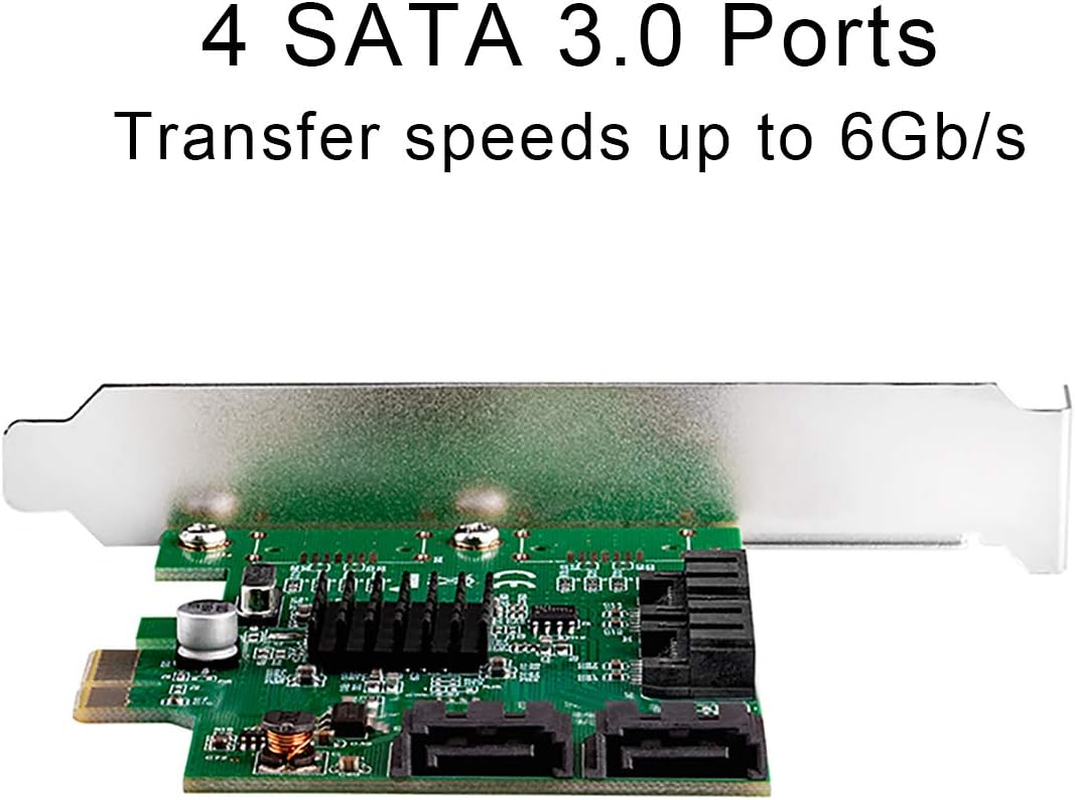 IO Crest 4 Port SATA III Pci-E 2.0 X1 Controller Card Marvell Non-Raid with Low Profile Bracket SI-PEX40064 - 4-Port, 4-Port Marvell 88Se9215 image number 4