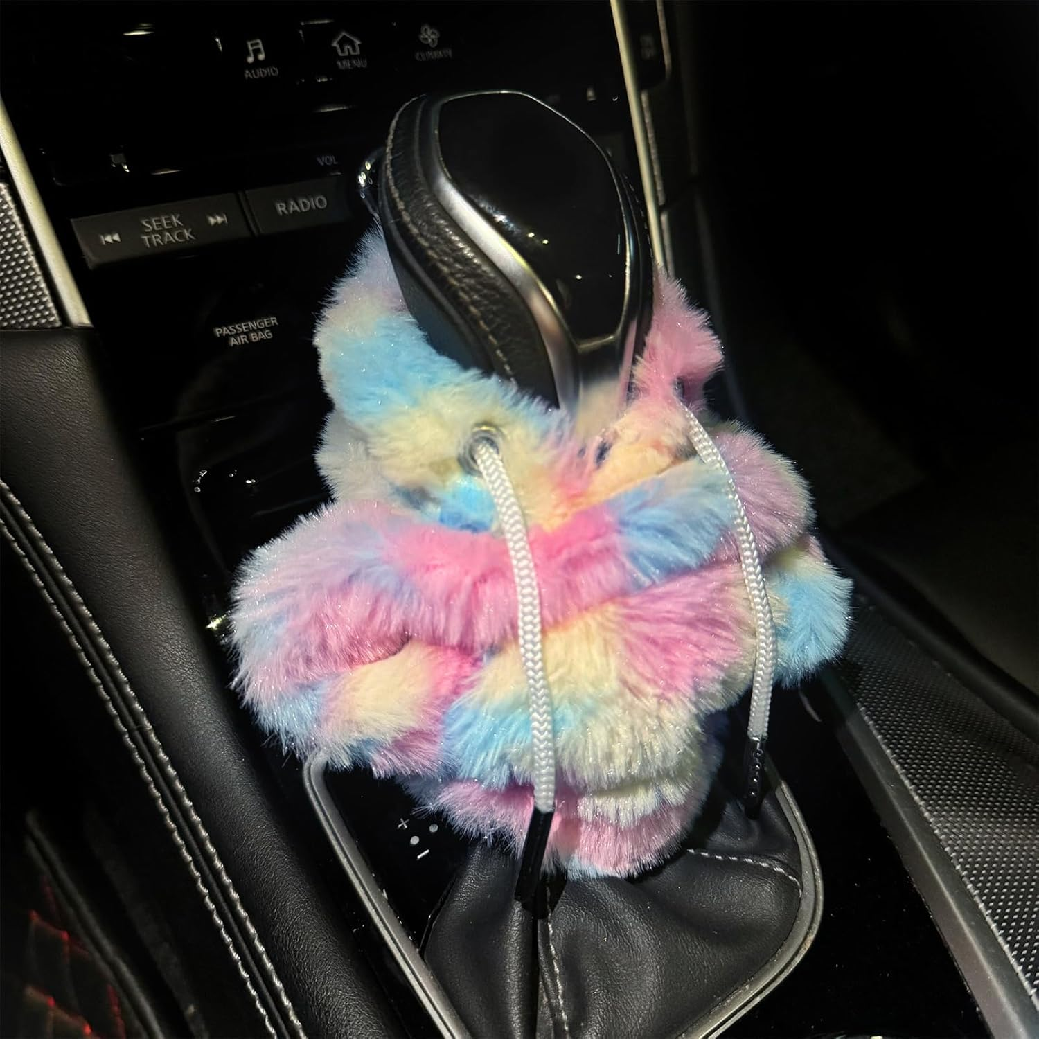 Universal Plush Hoodie Car Shift Knob Cover, Cozy Gear Shift Cover for Manual and Automatic Vehicles, Fun Car Interior Decor Accessories (Pink) image number 4