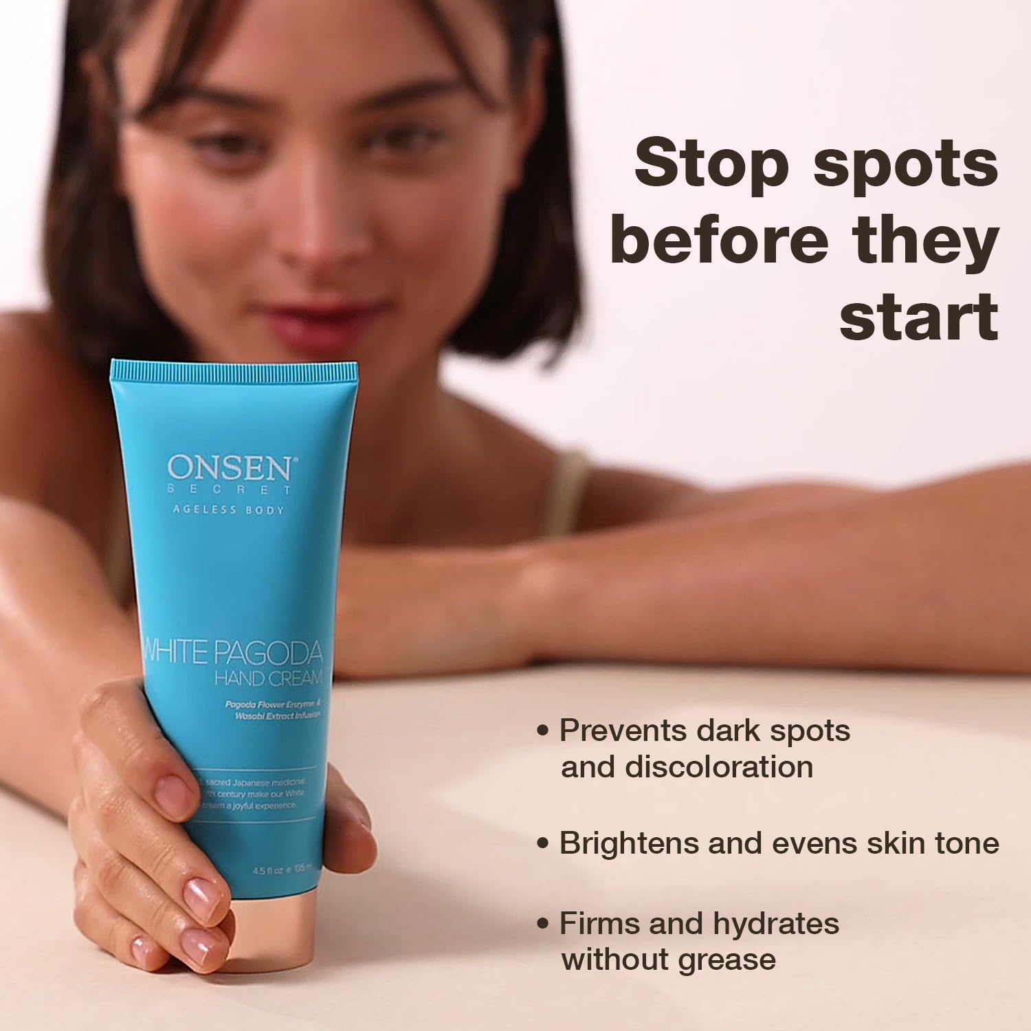 Onsen Japanese anti Aging Hand Cream - Firming Hand Lotion Features Pagoda Flower Enzyme, Wasabi Extract Infusion, Hyaluronic Acid, and Shea Butter, for Clarified and Moisture Rich Skin (135Ml) image number 1