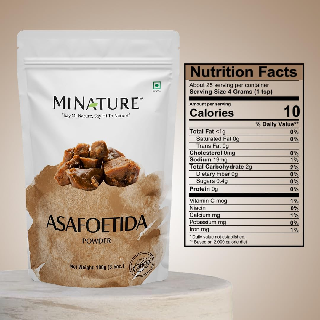 Asafoetida Powder (Hing)(Asafetida) by Mi Nature| Natural Flavor Enhancer | Strong Aromatic Spice |Digestive Support | Indian Spice for Cooking| from India|100G (3.5Oz)