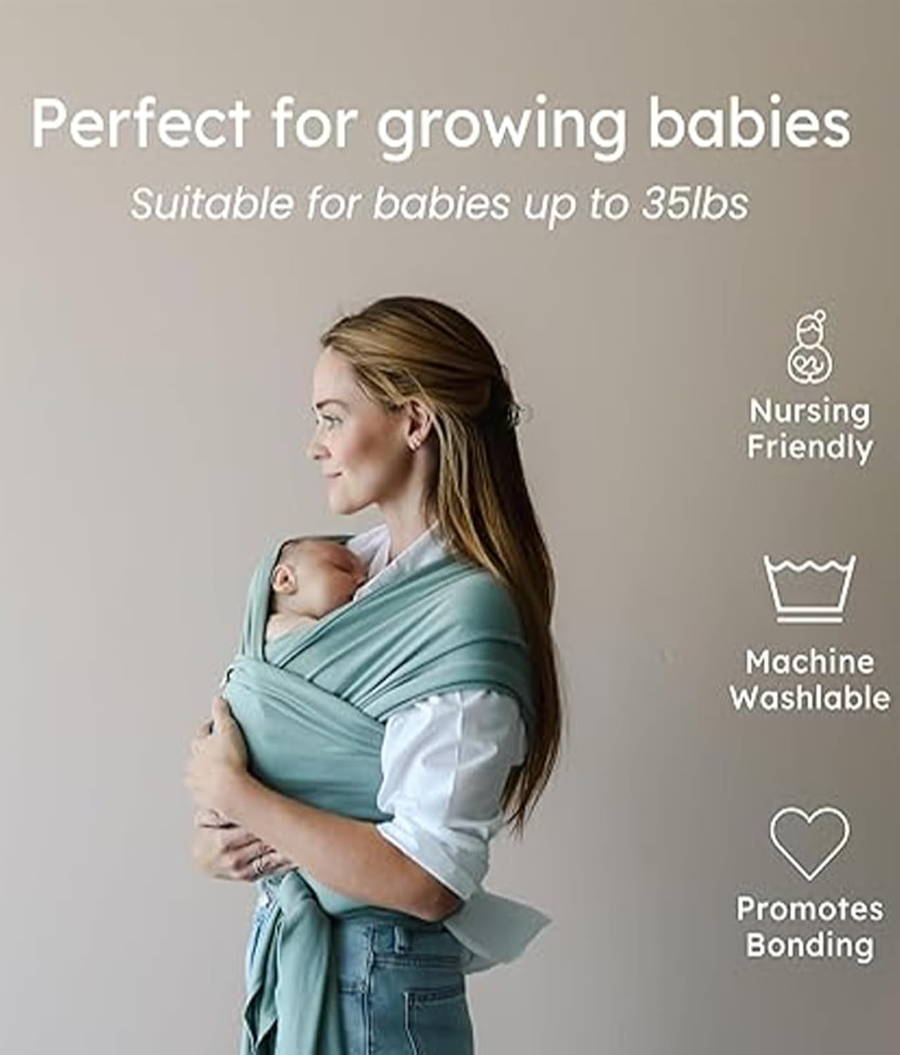 Baby Wrap Carrier Sling，Infant Wrap and Reusable Nursing Pads - Easy-Wearing, Adjustable Baby Sling Carrier Newborn to Toddler，Adjustable Carriers (Pink) image number 3