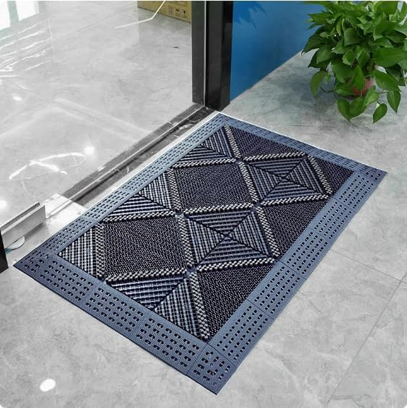 Virellisee Outdoor Front Door Mat, 60X90Cm/23.6"X35.4", Washable Interlocking Outdoor Floor Mat, Non-Slip Rubber Backing, Durable Welcome Mat for Home Entrance, Floor, Porch, Garage, Office (Gray) image number 3