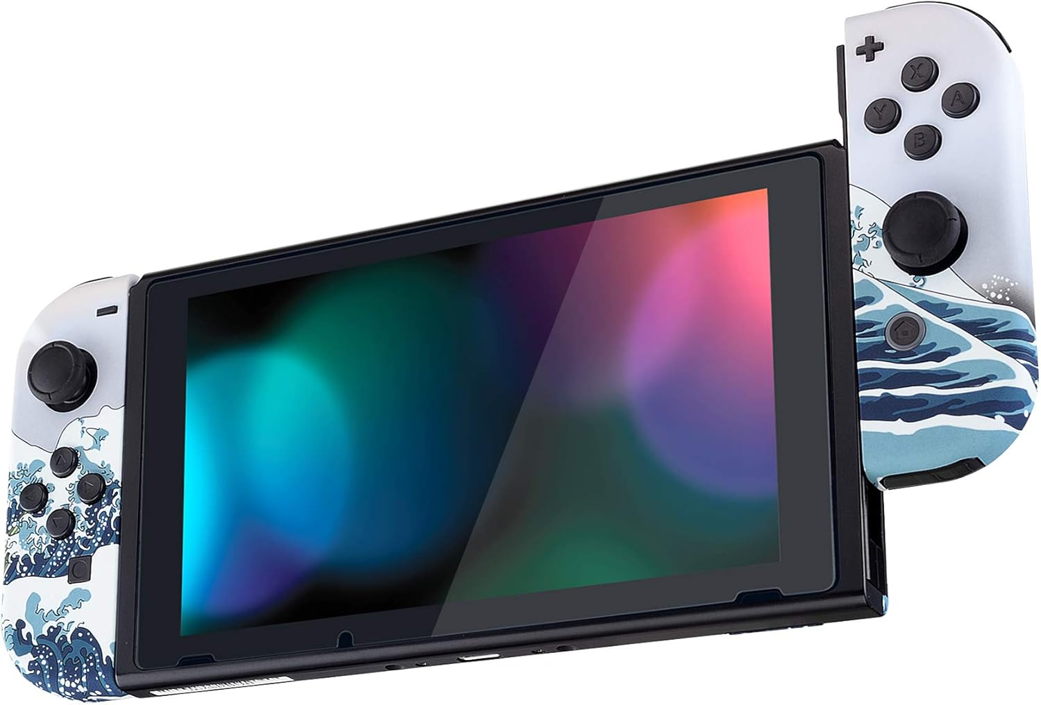 Extremerate the Great Wave Patterned Controller Housing with Full Set Buttons, Soft Touch Grip Replacement Case for Nintendo Switch Joy Con & for Switch OLED Joycon &ndash; Console Shell NOT Included image number 5