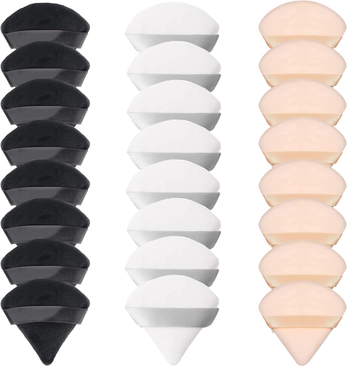 24 Pieces Powder Puff, Triangle Makeup Puff Cotton Powder Face Washable Body Powder Puff for Loose Powder Body Cosmetic Foundation Sponge Makeup Tool (24Black)