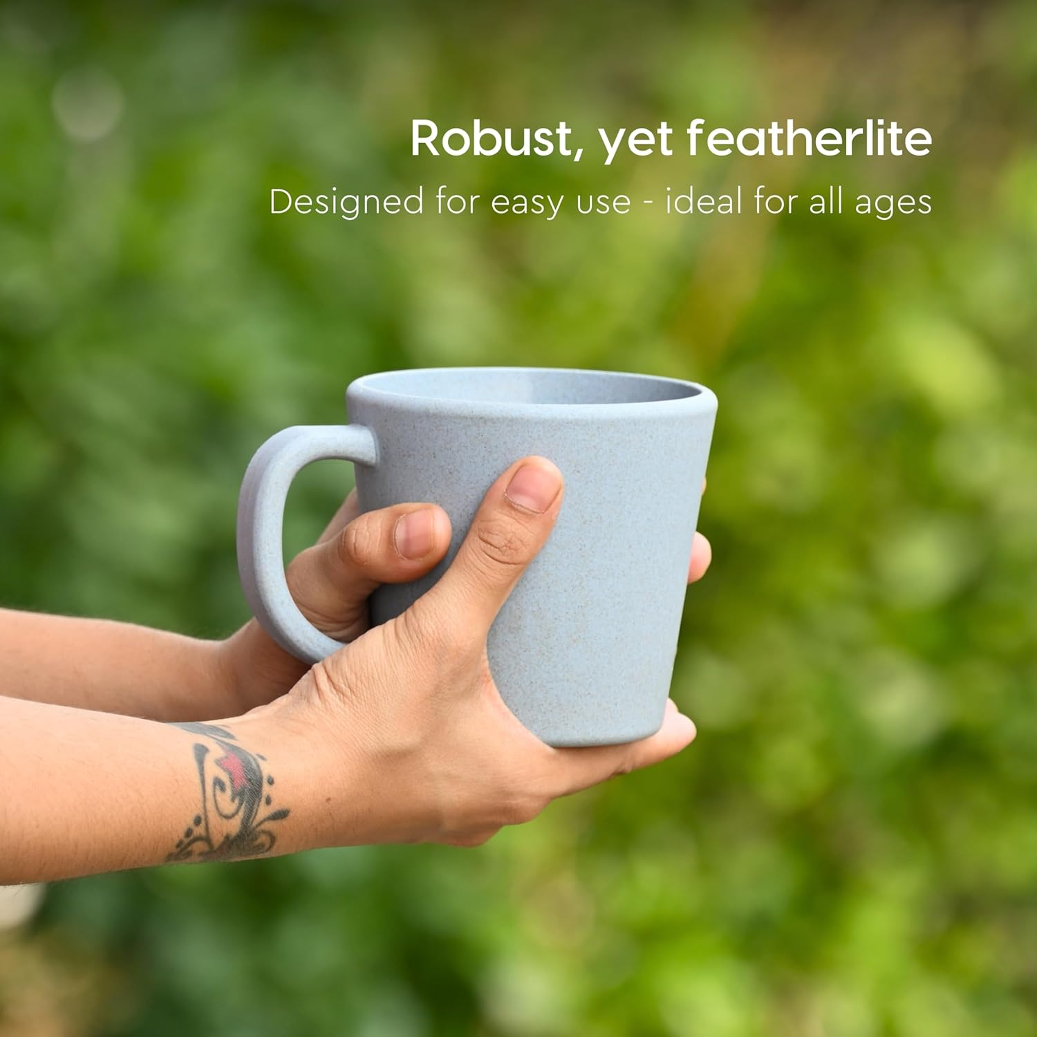 Eha Earth-Friendly Majestic Coffee Mug Set of 2 |12 Oz|Made with Rice Husk & Bamboo Fibers|Microwave Safe|Hot & Cold Coffee Cup, Milk & Tea Cup | Mugs for Coffee Pack of 2 Azure image number 5