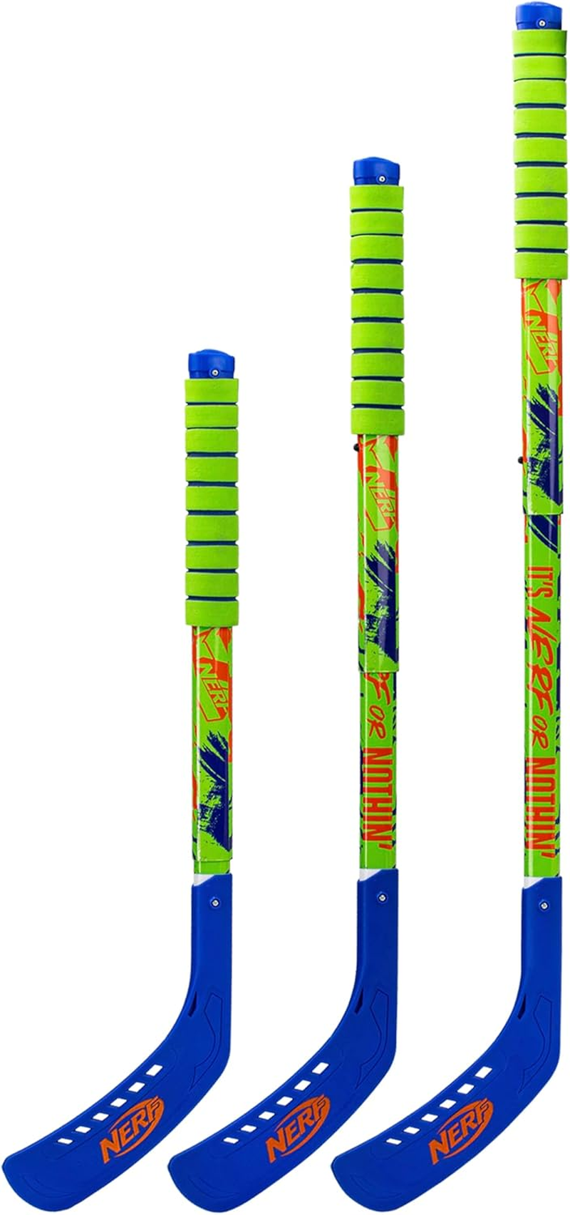 NERF Proshot Kids Hockey Sticks + Ball Set - 2 Player Youth Indoor + Outdoor NERF Hockey Set - 2 in 1 Knee + Floor Hockey Sticks - (2) NERF Proshot Youth Hockey Sticks + (1) Foam Hockey Ball Included image number 4