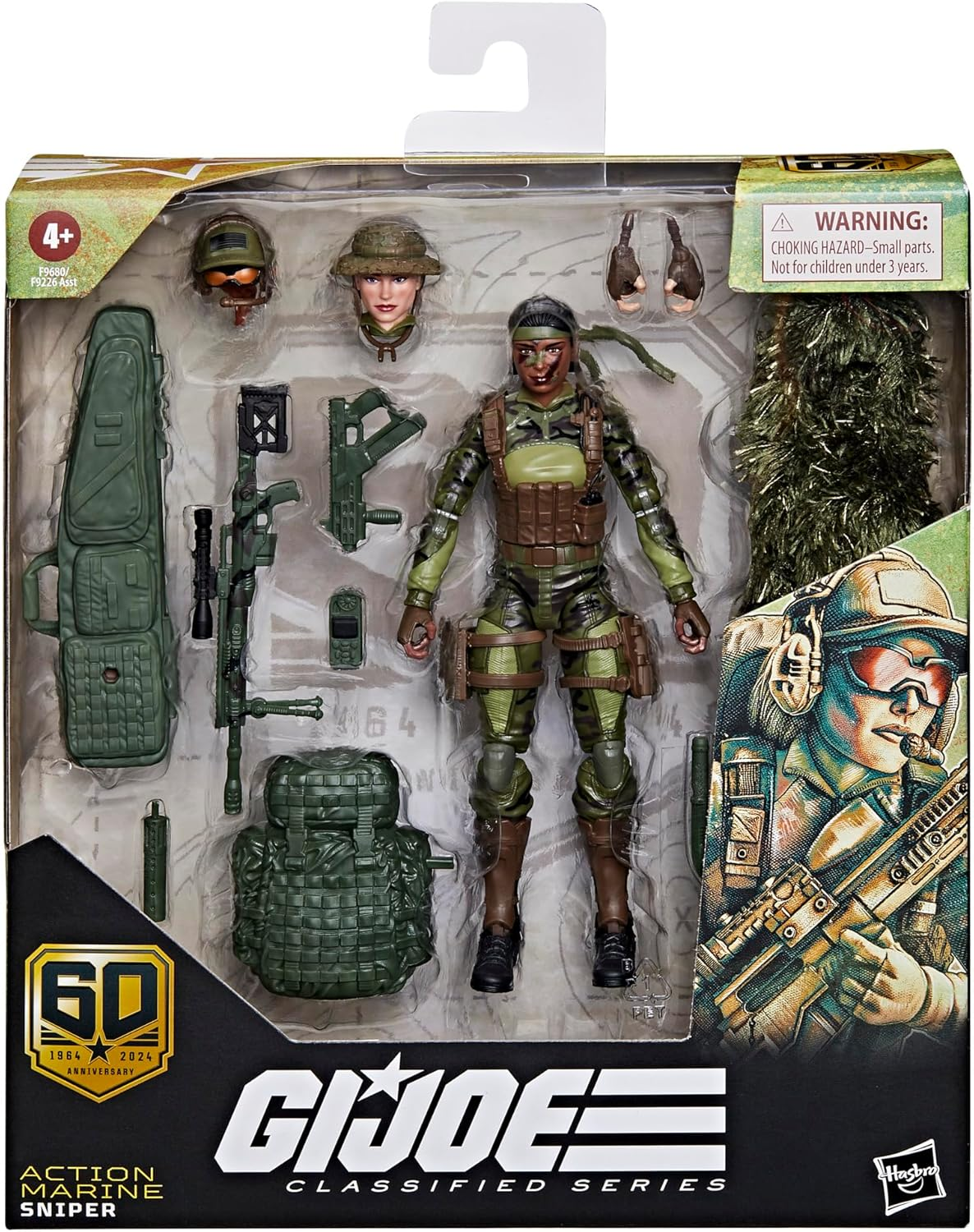 G.I. Joe Classified Series 60Th Anniversary Action Marine - Sniper, Collectible 6 Inch Action Figure with Ghillie Suit and 19 Accessories image number 2