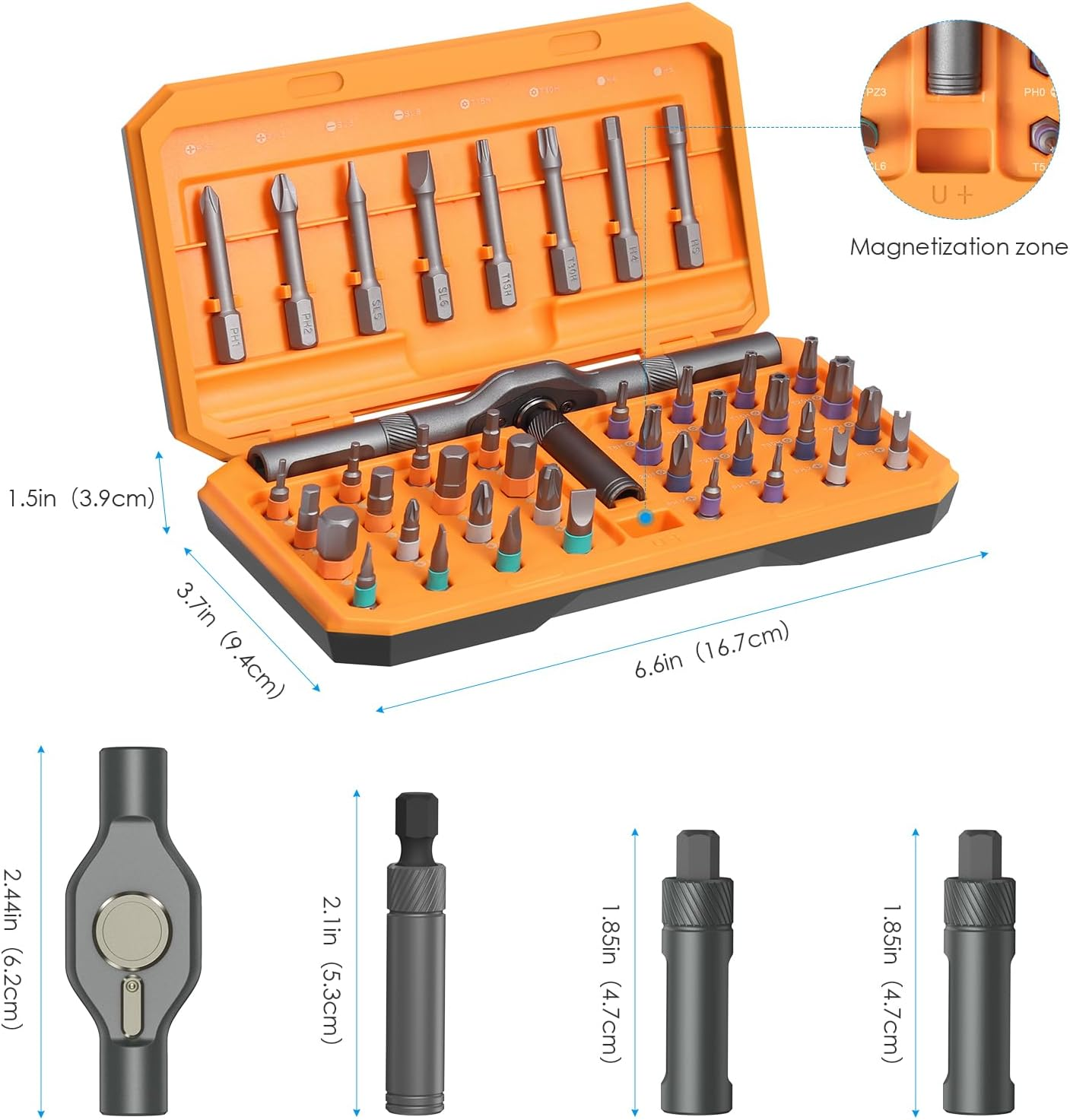 AMIR 42 in 1 Magnetic Screwdriver Set, Ratchet Handle Screwdriver Set, Repair Screwdriver Set with Detachable Ratchet Handle, Storage Case, Magnetic Bits, DIY Screwdriver for Home, Furniture, Computer