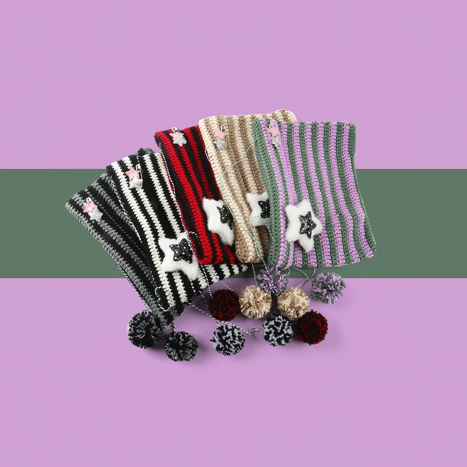 Y2K Beanies Vintage Grunge Crochet Hats for Women Kawaii Cute Fox Cat Knitted Hat Y2K Accessories for Teen Girls - Khaki image number 5