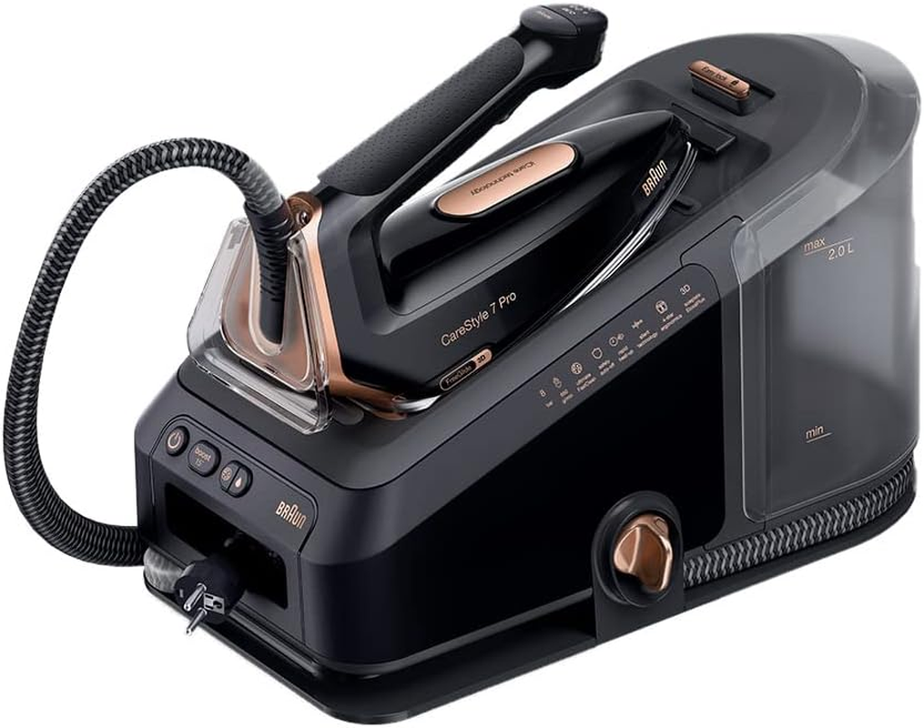 Braun Household Carestyle 7 Pro Steam Generator IS7285BK, Iron with Freeglide 3D Technology, Smart Icaremode, Vertical Ironing, anti Drip, Detachable 2L Water Tank, 2700W, Black image number 2