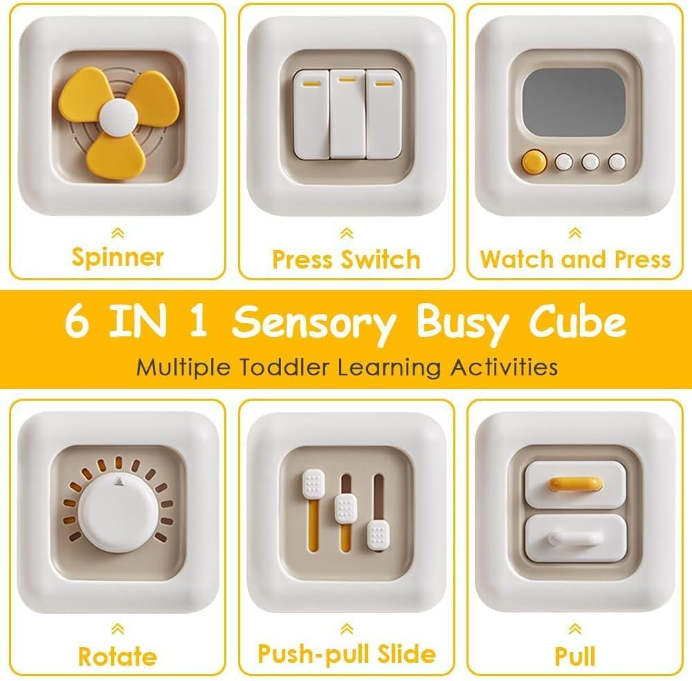 6 in 1 Busy Cube Montessori Toys for 1 Year Old Boy, Baby Sensory Toys for Ages 1-3, Toddler Learning Activities Travel Toy Birthday 1 2 3 Year Old Boy Girl image number 6