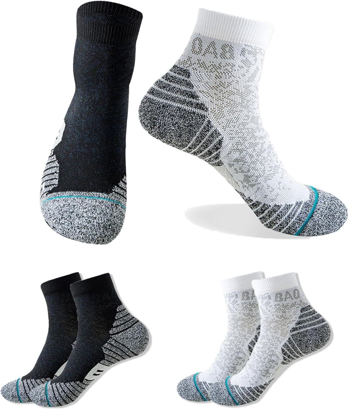 2/3 Pairs Ankle Socks Men Women Breathable Cotton Cushion Tab Crew Socks Wicking Non-Slip Athletic Trainer Socks X131 image number 3