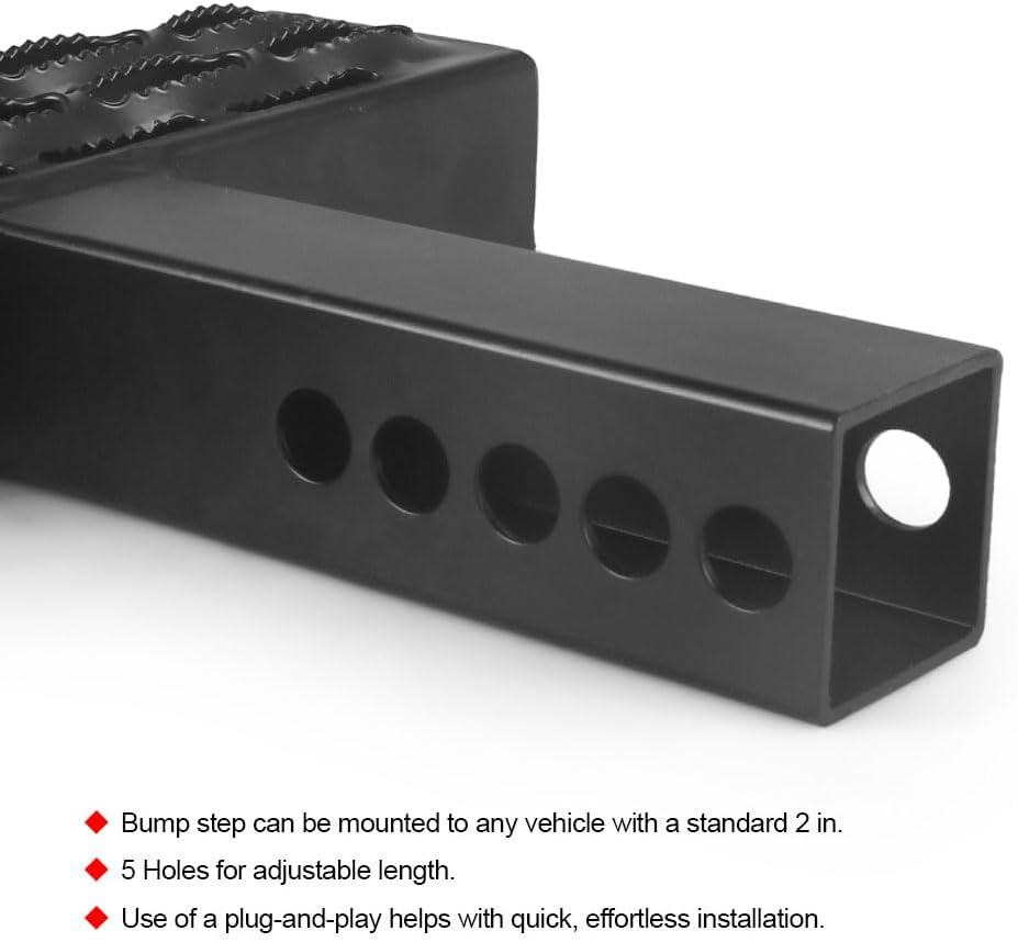 Dyno Racing 500 LBS Hitch Step Anti-Skid Teeth and Rust Towing Bumper Guard Hitch Steps with Pin Fits 2 Inch Receivers for Pickup Truck RV SUV (30CM) image number 3