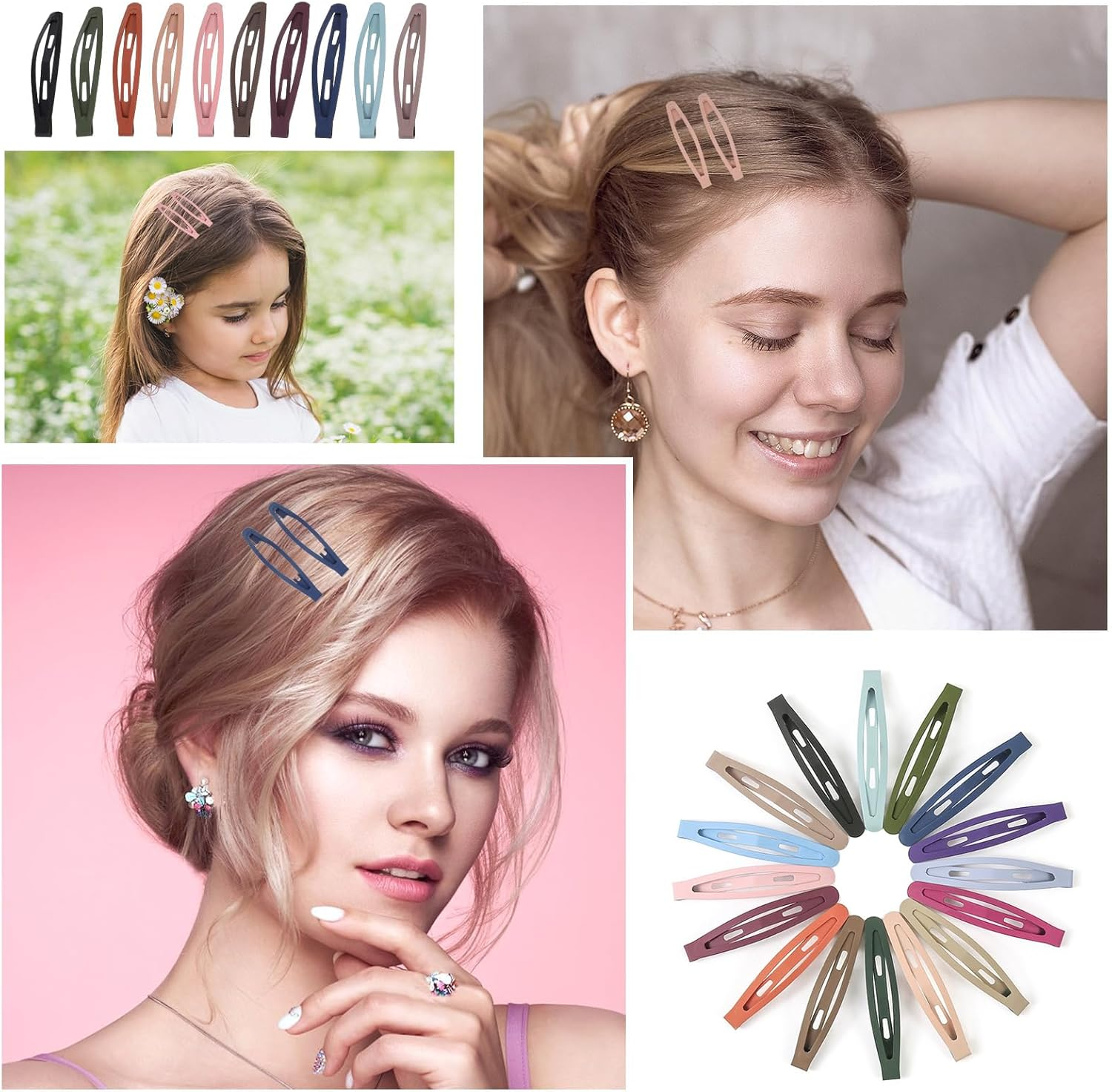 Whaleo Pack of 30 Hair Clips Women Girls 6 Cm Hair Clip Colourful Metal Hair Clip for Fine Hair Clips Women'S Hair Clip Clips Hair Styling Accessories Hair Making Salon Supplies