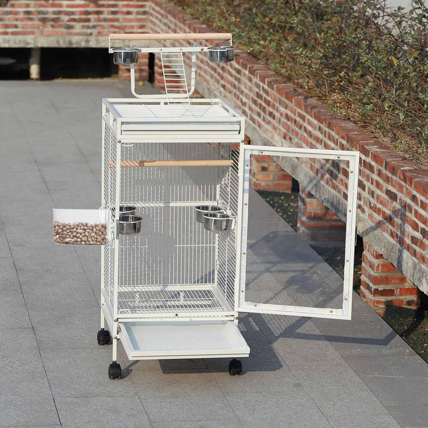 Limcryspp 2 Semi-Circular Bird Food Bowls, Large-Capacity Plastic Birdcage Food Boxes, Suitable for Pet Birds Such as Parrots, Phoenixes, and Couple Parrots