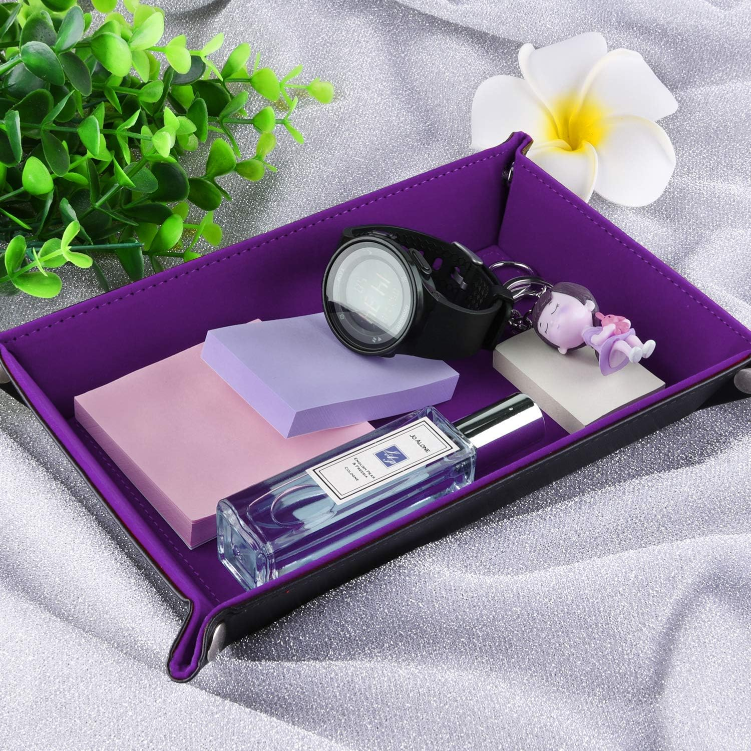 SIQUK Double Sided Dice Tray, Folding Rectangle, Dark Rose Red Dark Violet - Red image number 6