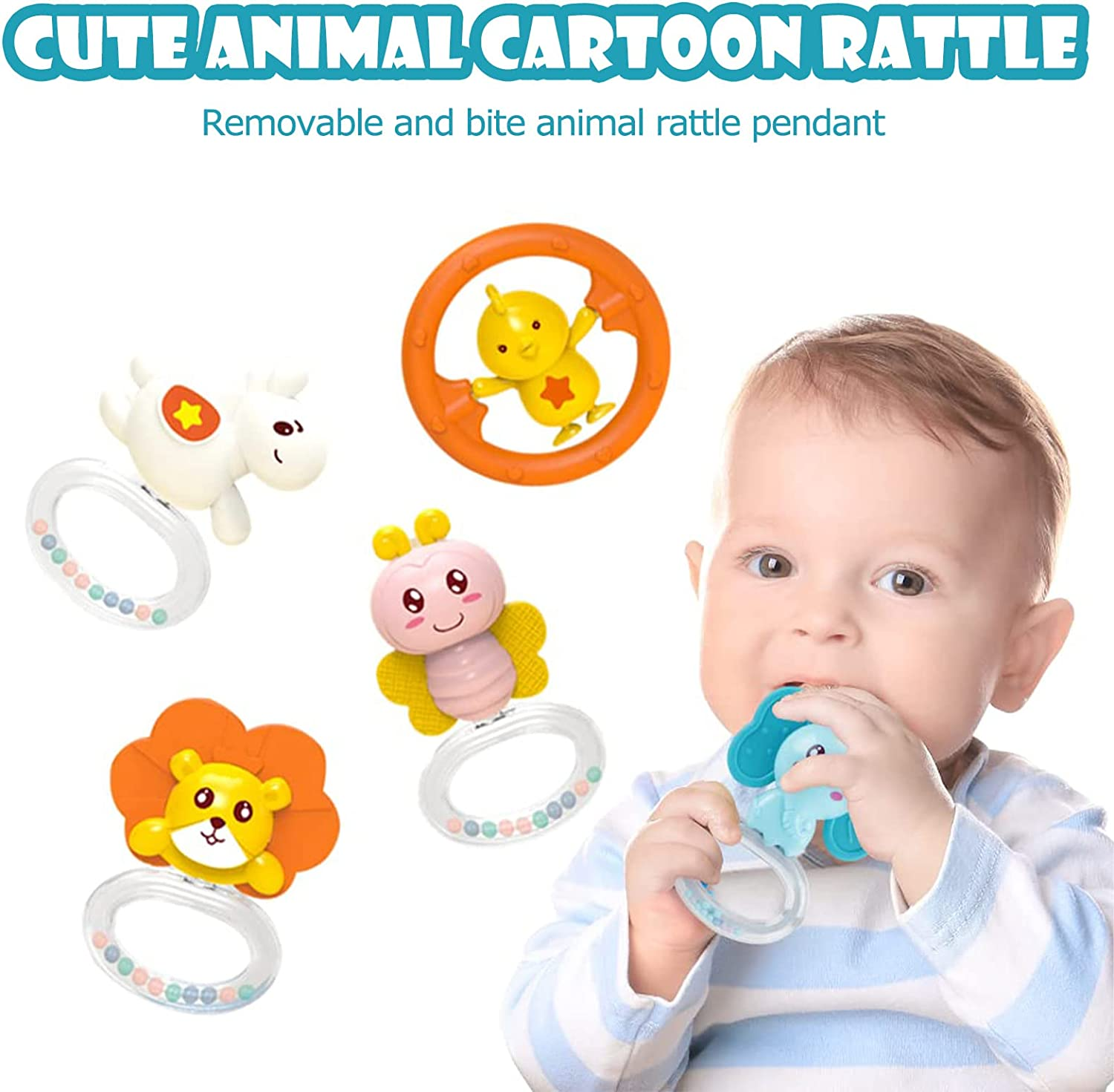 Baby Musical Crib Mobile,Crib Mobile Arm Holder with Night Lights and Relaxing Music Hanging Rotating Animals Rattles Toys Stars Projection Remote Control for Boy Girl Newborn image number 2