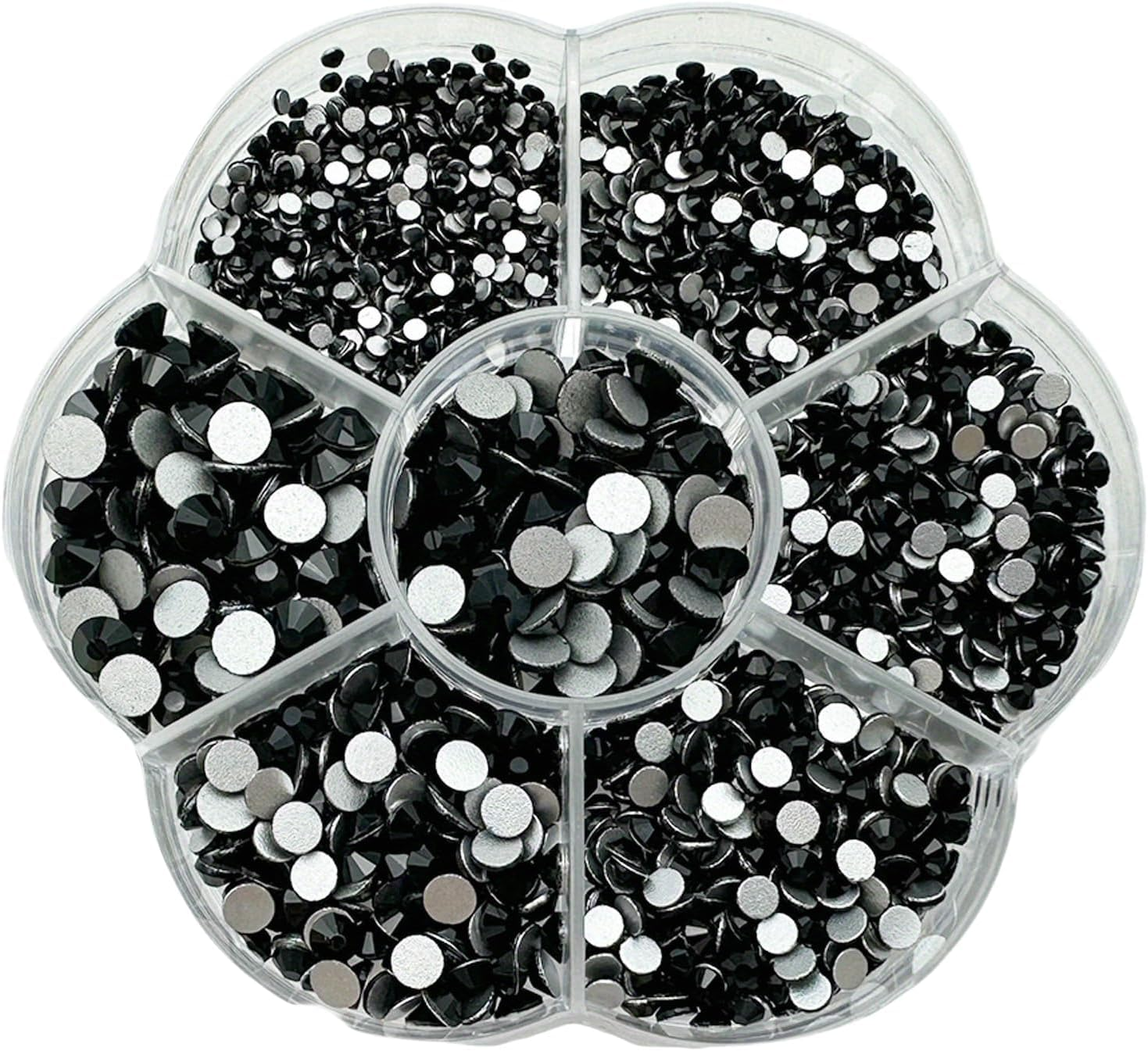 JAONLD Hotfix Rhinestone Flatback 7 Sizes round Glass Facial Gems 1.5Mm-4.8Mm Nail Crystal Rhinestone Bedazzling Tool for Clothes DIY Decoration Manicure Art Crafts (Mixed)