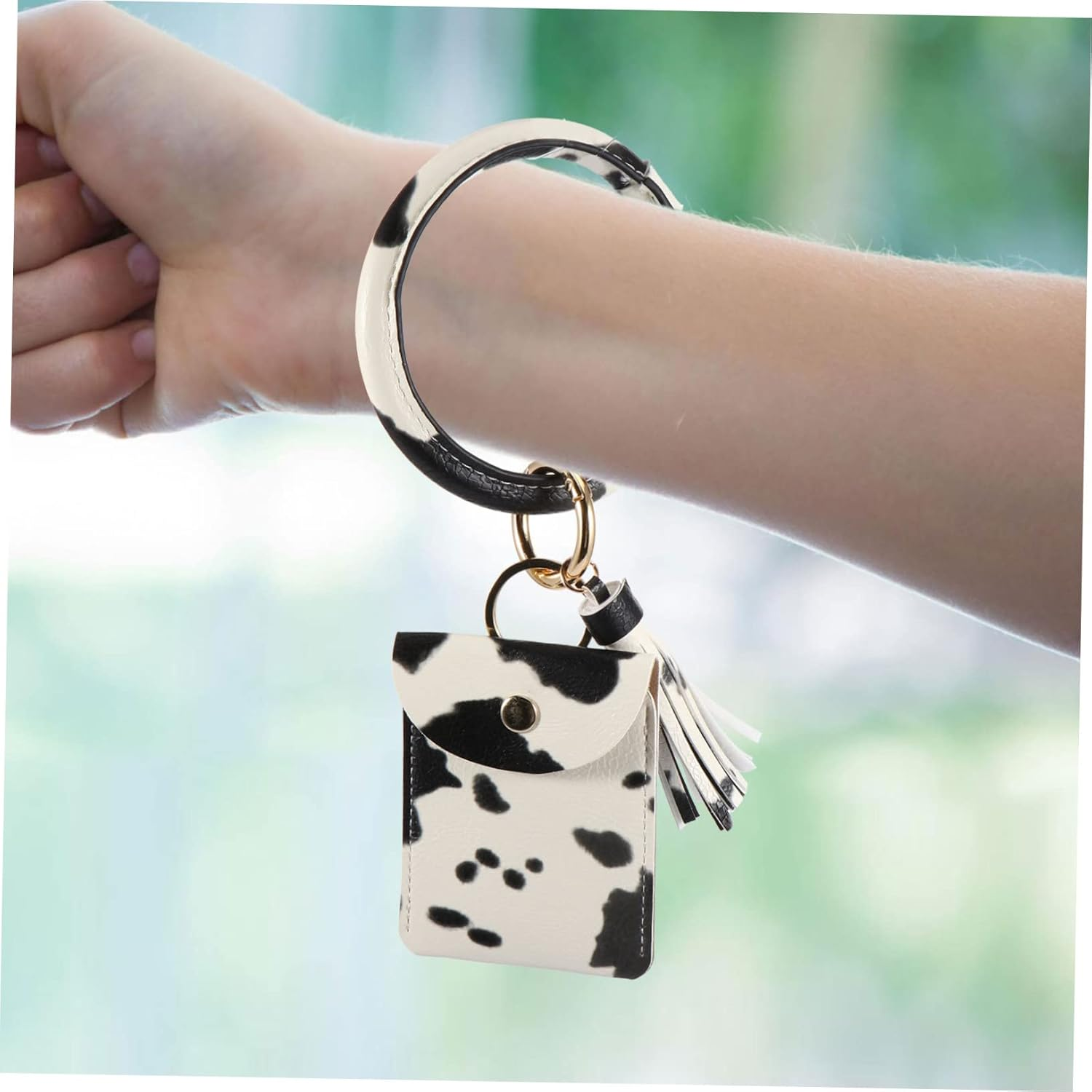 WOFASHPURET Keychain Bangle Purse Multifunctional Storage Bag Easy to Use Key Ring Purse Pattern image number 6