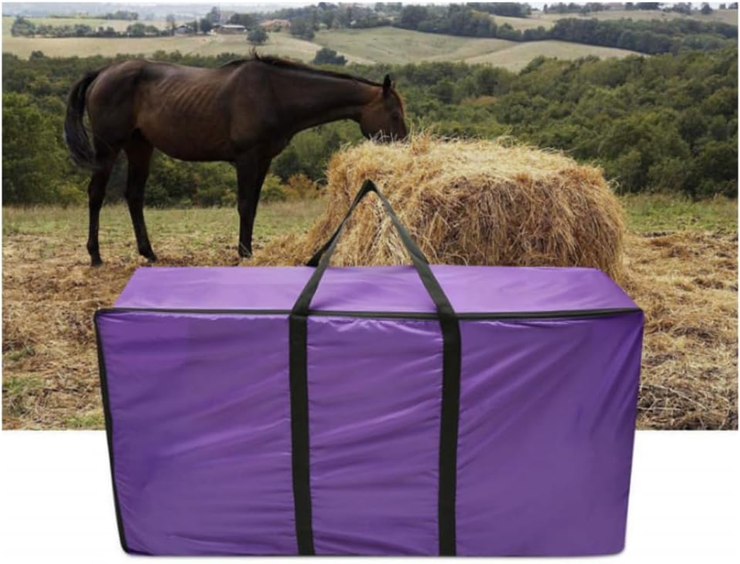GYWHOOFT Hay Bale Bag,Hay Bale Storage Bag, Extra Large Tote Hay Bale Carry Bag, Foldable Portable Horse and Livestock Hay Bale Bags with Zipper Waterproof(115X36X59Cm)
