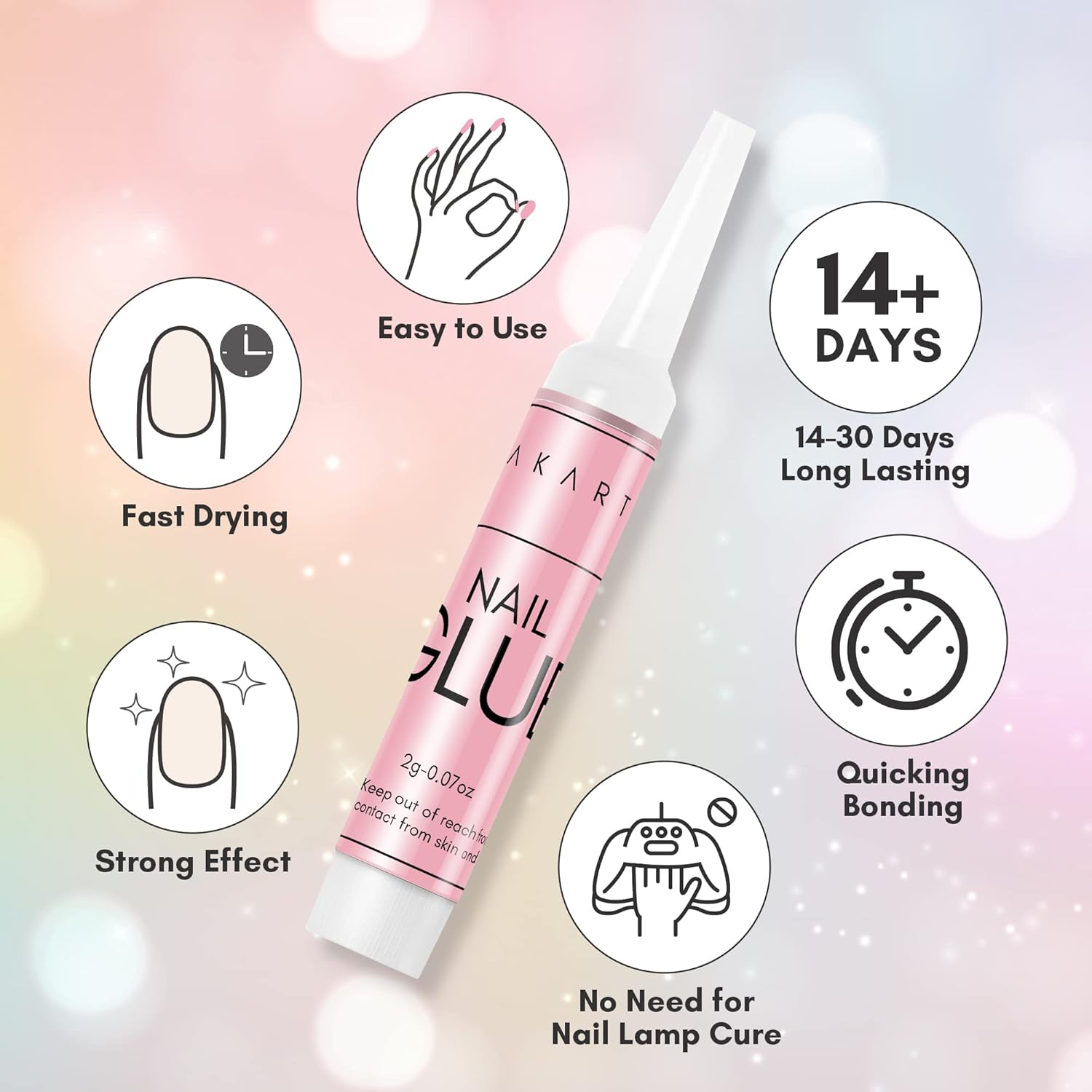 Makartt Super Strong Nail Glue: 100PCS Long Lasting Professional Adhesive for Acrylic and Press on Nails Repair, 0.07Oz Supplies for DIY Salon and Home Use image number 6