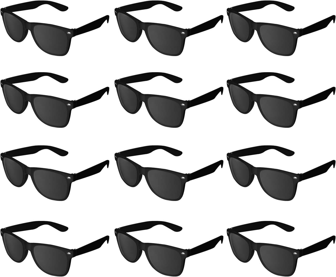 Super Z Outlet Plastic Vintage Retro Style Sunglasses Classic Shades Eyewear Party Prop Favors (12 Pairs) (Black) image number 2