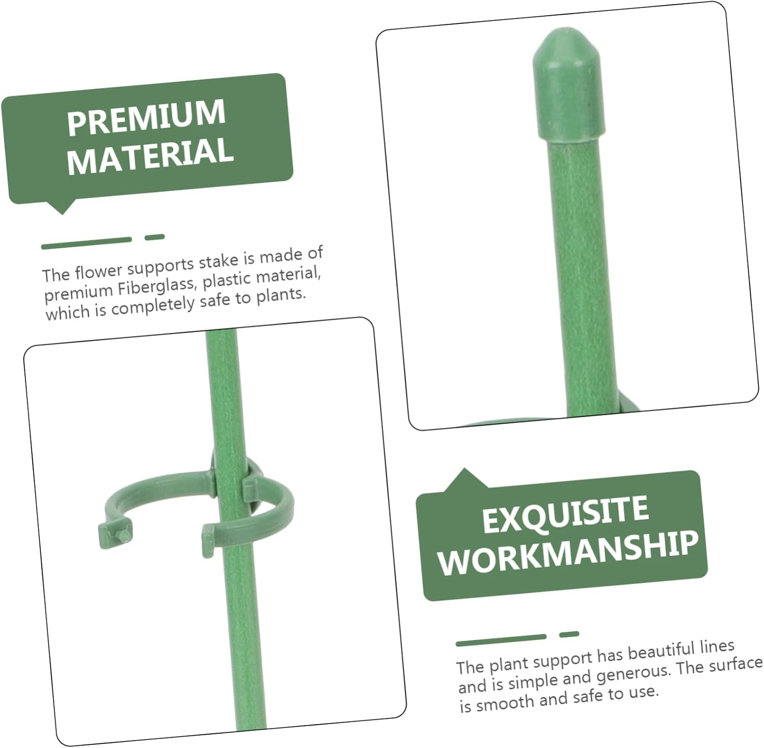 Toddmomy 10Pcs Orchid Support Sticks Plant Training Stakes for Climbing Adjustable Buckle Garden Flower Support Stakes Fiberglass Plastic image number 2