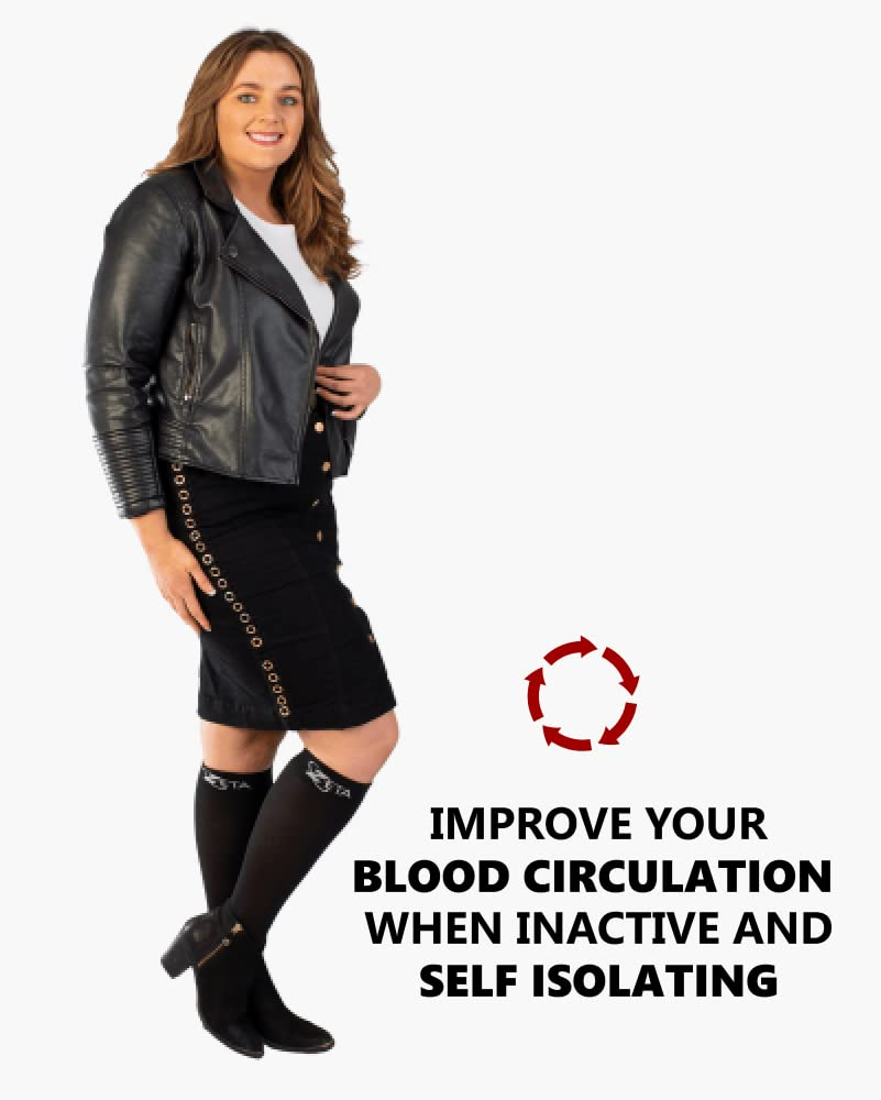 Zeta Wear plus Size Support Socks - Wide Calf Compression, Great for Travel & Flights, Women Love Its Amazing Fit, Cotton-Rich Comfort & Soothing Relief, 1 Pair, 3XL, Black image number 4