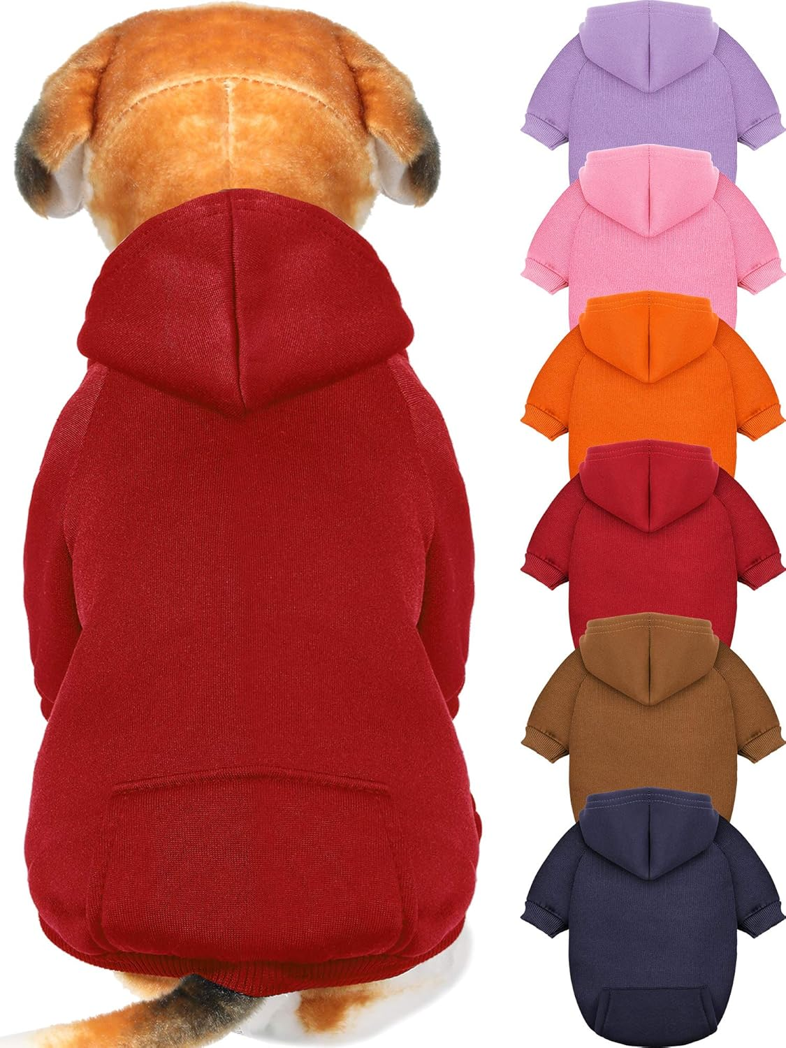 6 Pieces Dog Hoodie Dog Clothes Sweaters with Hat, Pet Winter Clothes Warm Hoodies Coat Sweater for Small Dogs Chihuahua (XS) image number 2