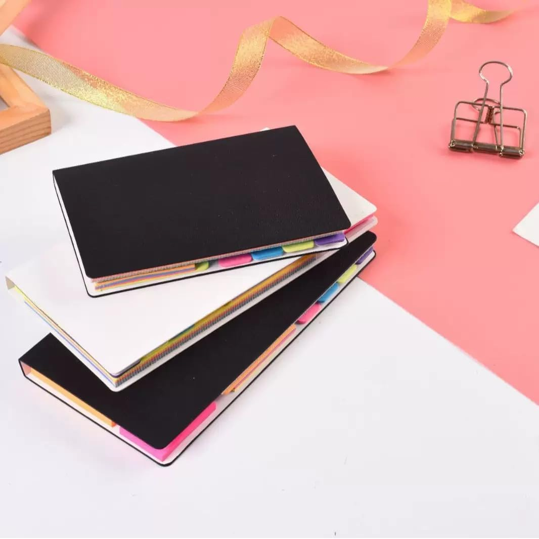 HENWUBEI 410-Sheet Sticky Note Set with 6 Sizes & Colors, Reusable Self-Adhesive Planner Sticky Notes for Students, Teachers, Office,Divider Tabs - Portable Leather Organizer image number 1