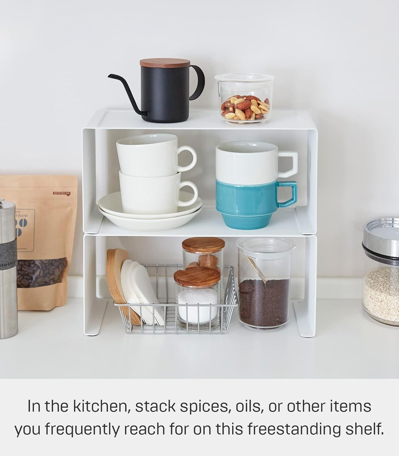 Yamazaki Home Tower Stackable Kitchen Rack &ndash; Storage Organizer Counter Shelf image number 3