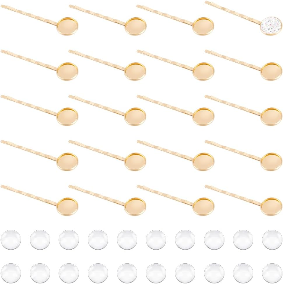 UNICRAFTALE Pack of 40 Light Gold Hair Clips 60 Mm Long Hair Pin Kits DIY Blank Hair Clips Metal Cabochon Hair Clips with Cabochon Tray 14 Mm for Headwear and Hair Accessories image number 4