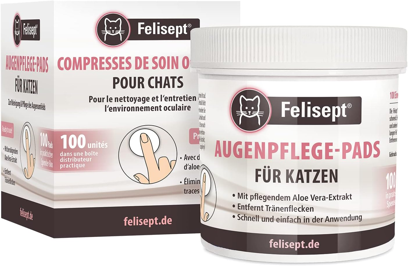 Felisept 250820 Eye Care Pads for Cats with Soothing Aloe Vera Extract / Removes Tear Stains image number 5