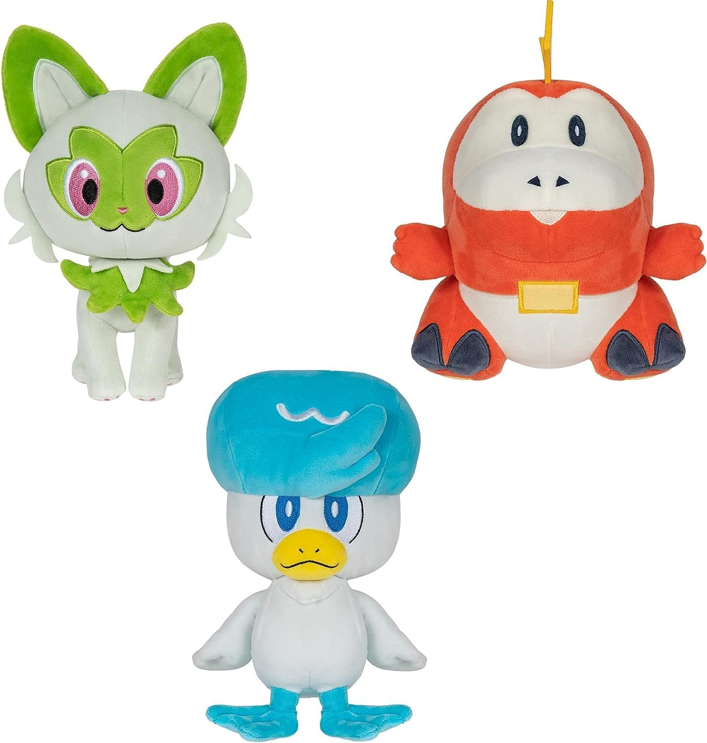 Pok&eacute;mon Paldea First Partner Plush 3 Pack - 8-Inch Plush of Fuecoco, Quaxly, and Sprigatito image number 5