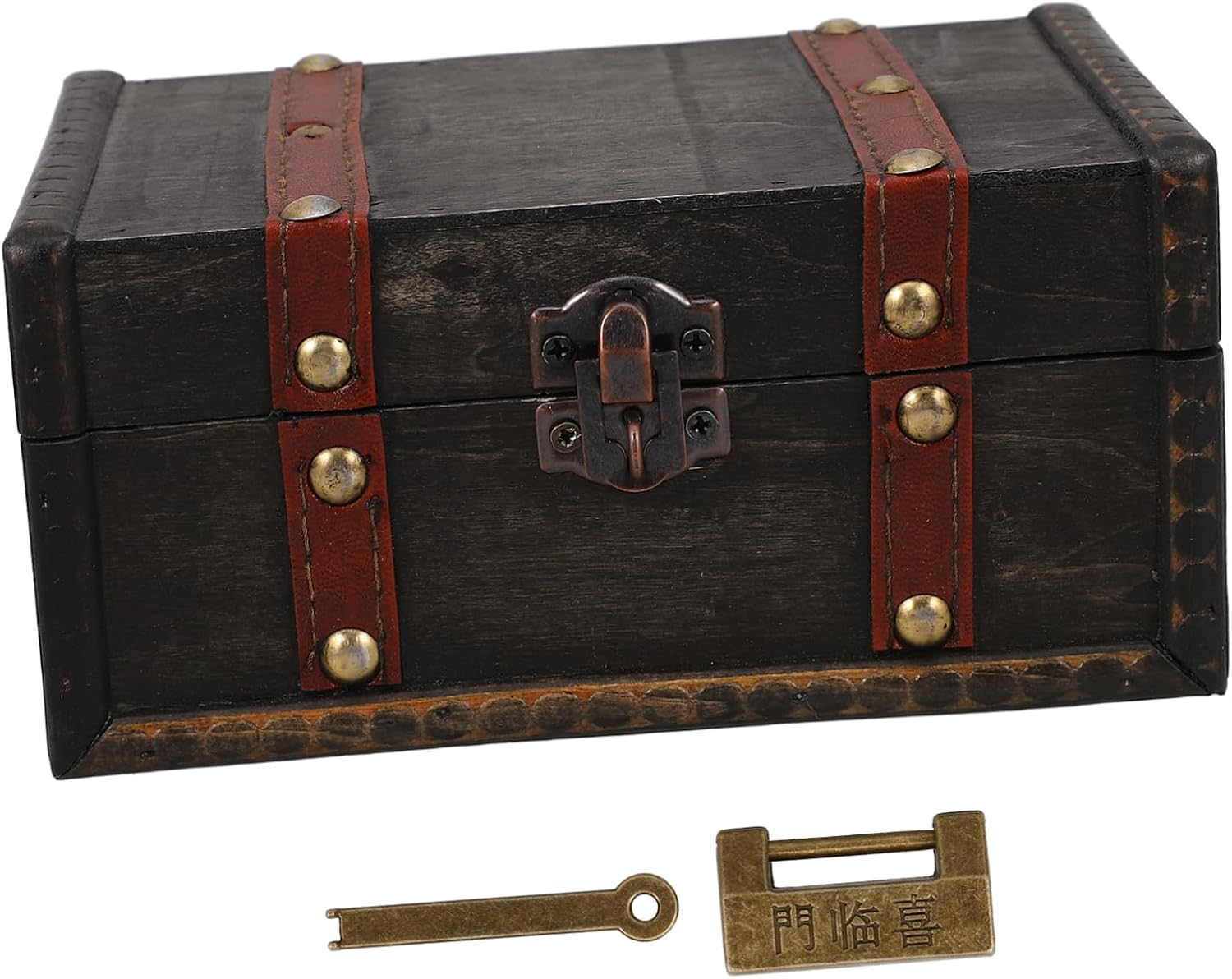 Retro Storage Box Vintage Wooden Treasure Chest Decorative Organizer for Home Decor and Keepsake Storage for Displaying Collectibles image number 3