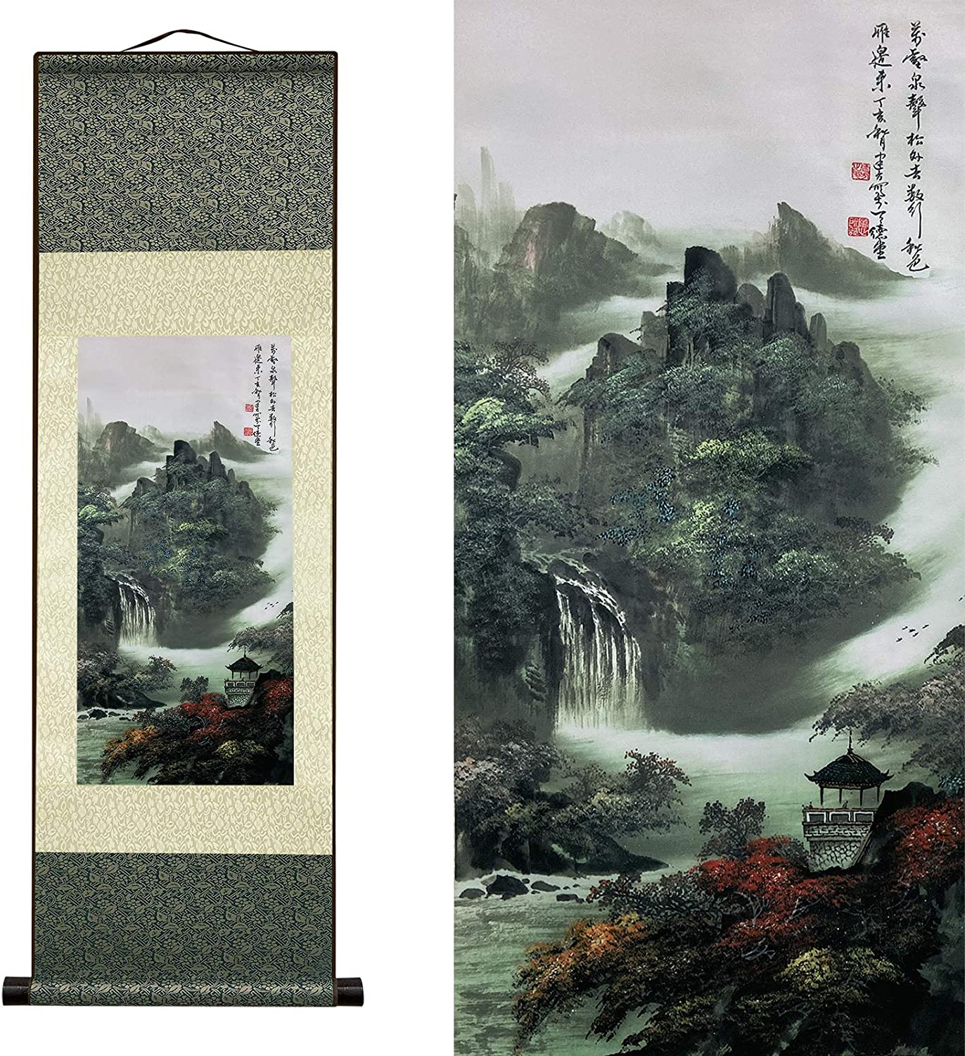 Atfart Beautiful Scroll Wall Hanging,Autumn in Huangshan (39 Inches X 12 Inches).