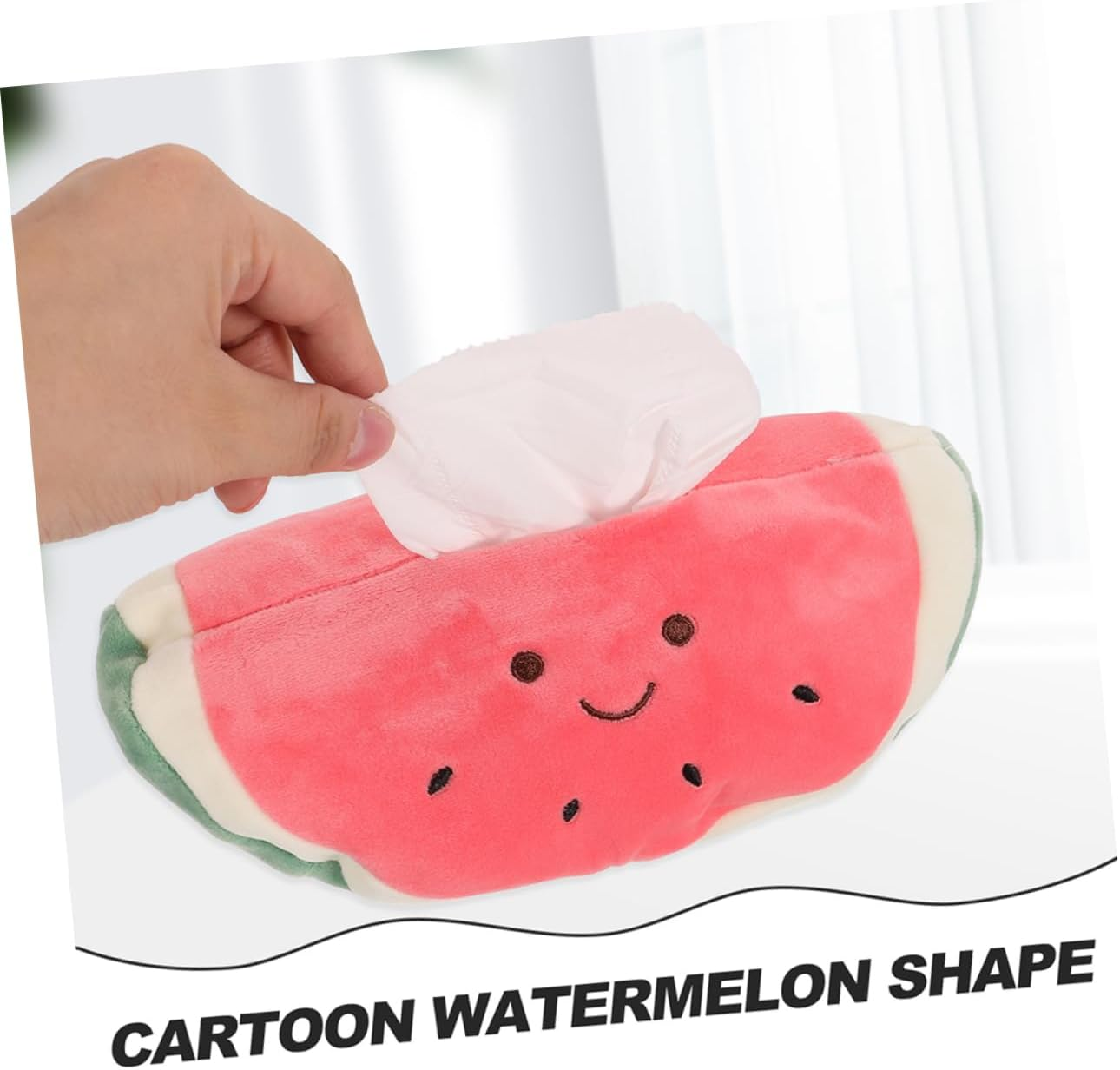 2Pcs Cute Watermelon Car Tissue Box Holder Soft Plush Pocket Tissue Holder for Vehicle Interior and Home Use Car Accessories image number 2