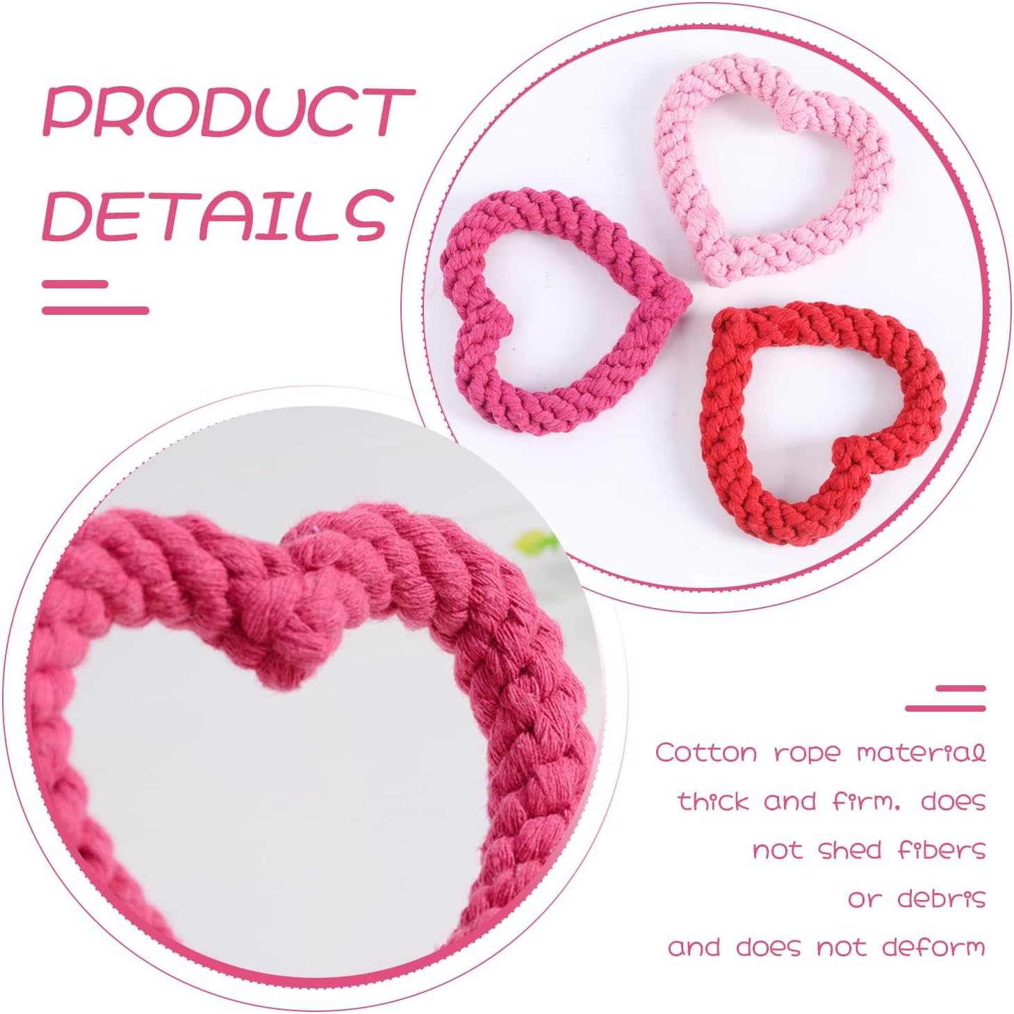 HDGSAFD Pack of 2 Pet Chew Toys, Heart-Shaped Braided Rope Toy, Pet Supplies, Suitable for Small and Medium Dogs image number 5