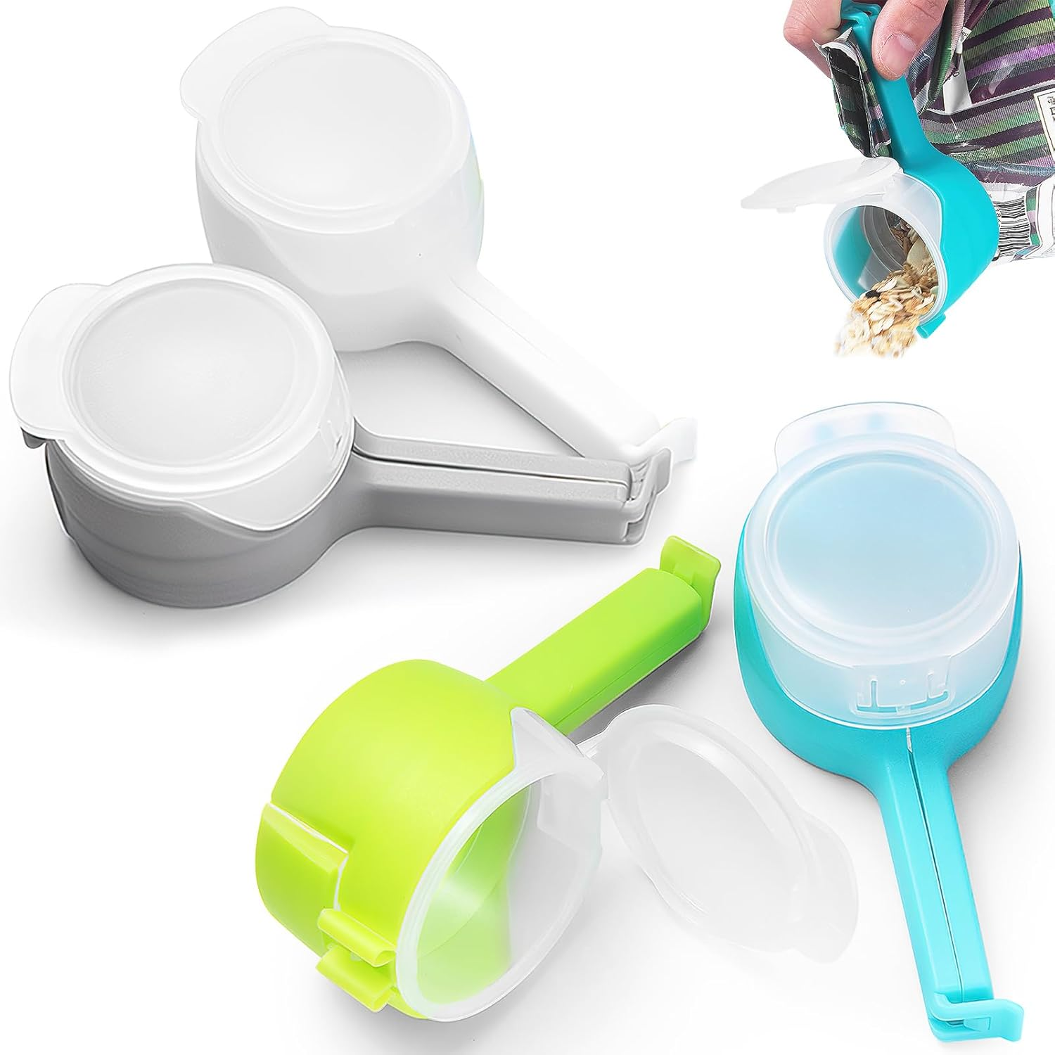 Bag Clips with Pour Spout,Snack Clips,4Pcs Snack Clips That Pour,Bag Clips for Food,Food Clips,Seal and Pour Bag Clip,Chip Bag Clips,Reusable Snack Clips Pour for Kitchen by Mruyhtop image number 1