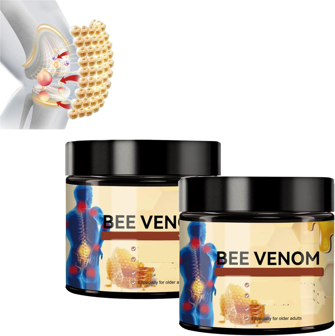 Bee Venom Cream Australia,Joint and Bone Gel for Back, Neck, Hands, Knee (3 PCS, 180 G (Pack of 3))