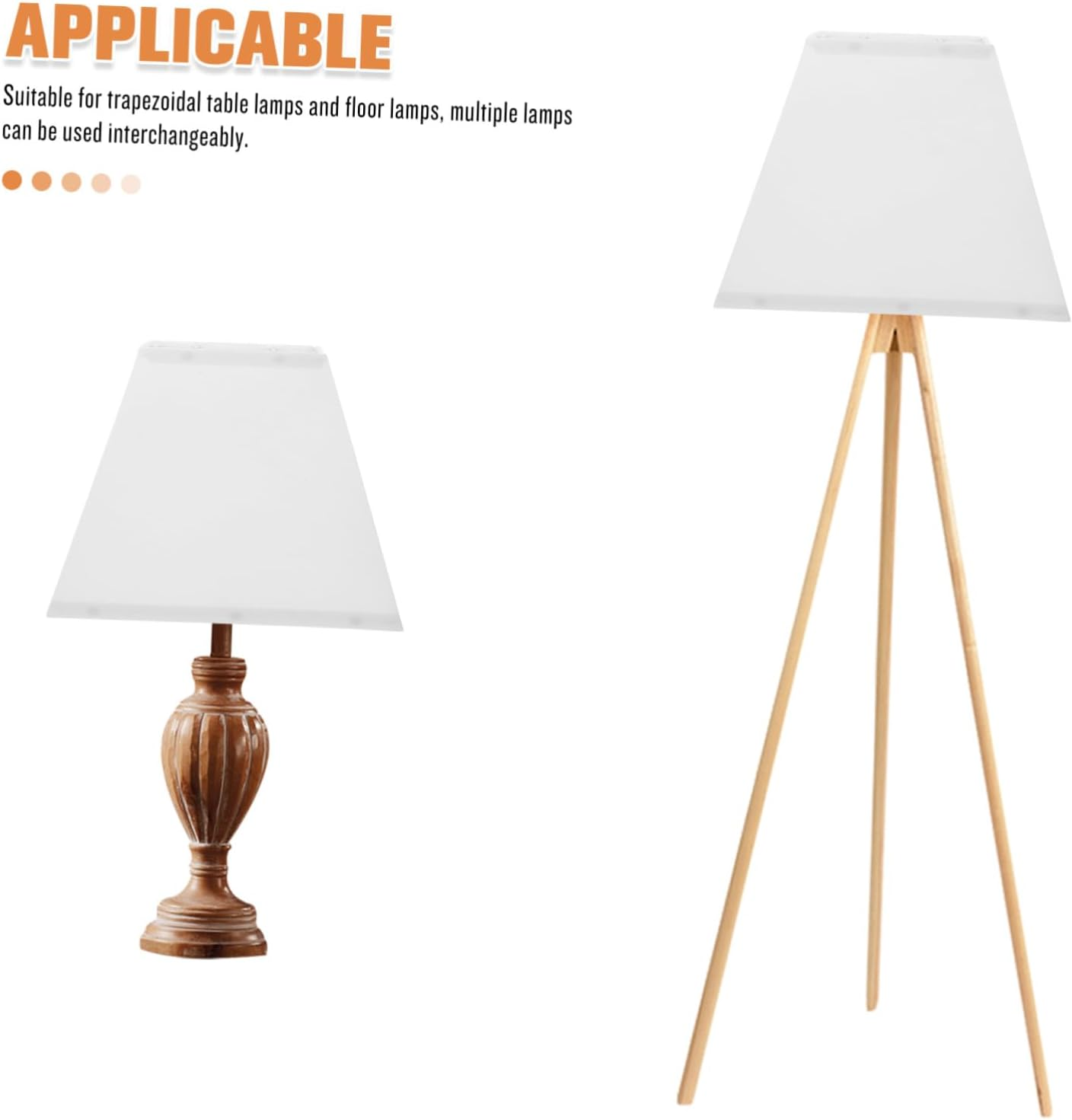 Toddmomy Vintage Fabric Lampshade White Trapezoidal Replacement Lampshade for Table Floor Lamp Robust Easy to Assemble Lamp Cover for Living Bedroom Versatile Light Decoration image number 2