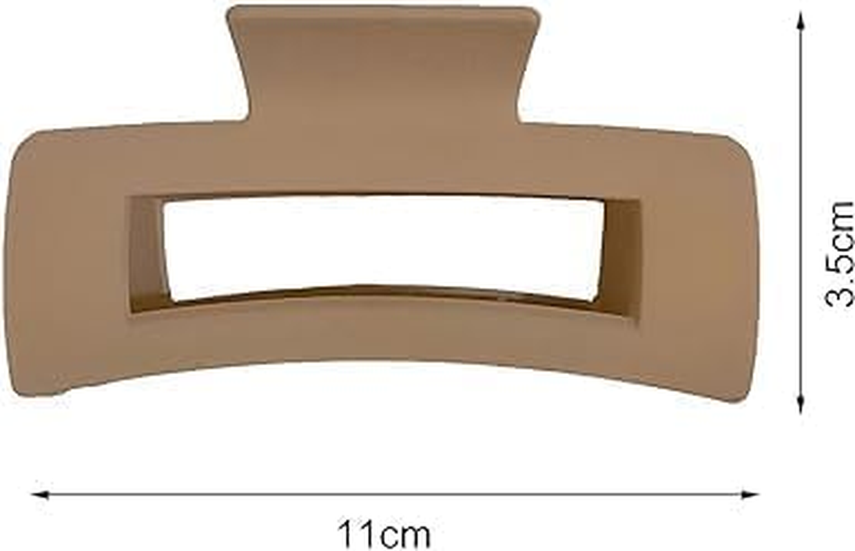 Dark Brown Solid Hair Claws Large Clips Strong Hold Big Claw Barrettes Hair Accessories for Women Girls Thick Thin Long Hair No Slip Square Hairpin Hair Accessories image number 3