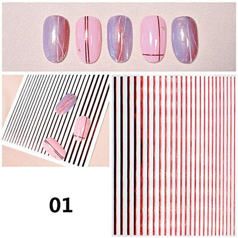 5Pc/Set Glitter Nail Sticker Metal Stripe Line Nail Art Color Stickers DIY Decals Manicure Decoration 8X10Cm Zhengpingpai image number 1