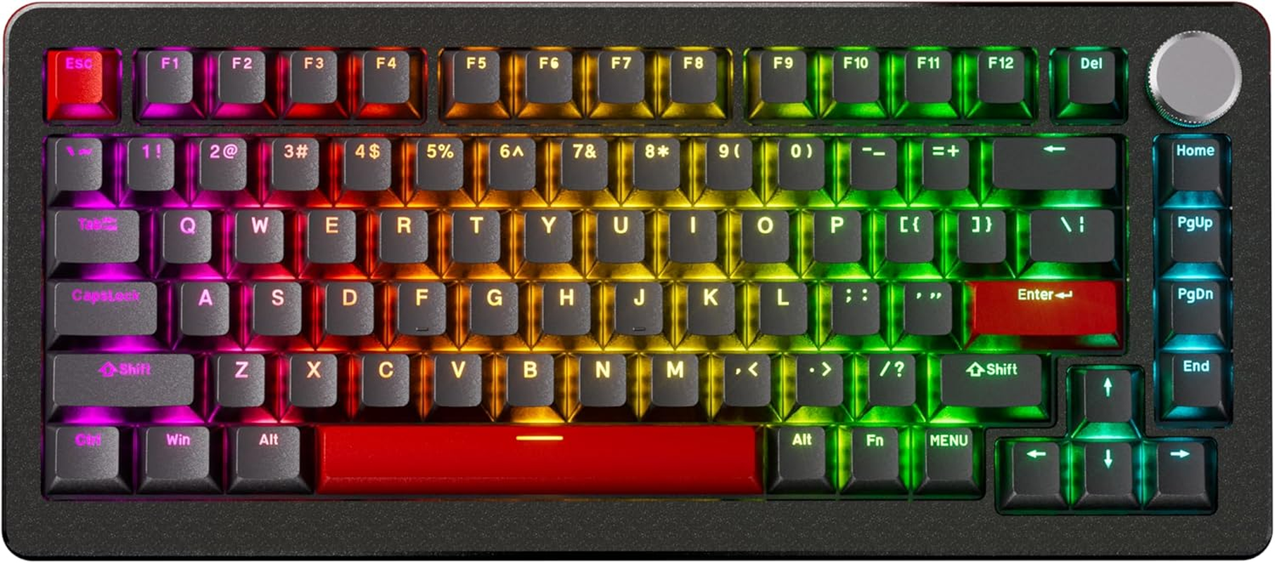 Drunkdeer A75 Pro Magnetic Switch Keyboard Rapid Trigger Mechanical Gaming Keyboard Adjustable Actuation Hall Switches PBT Keycap RGB Compact TKL 82Keys USB Wired with Knob image number 4