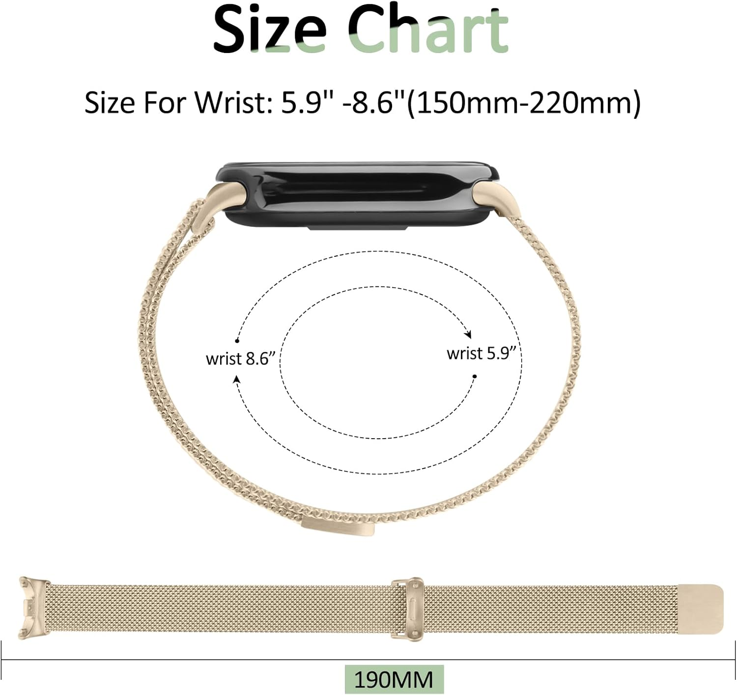 Leonids Metal Bands for Xiaomi Smart Band 10 9 8 Bands, Stainless Steel Mesh Loop Adjustable Wristband Strap for Xiaomi Mi Band 10 9 8 Replacement Wristband Women Men - Rose Gold image number 7