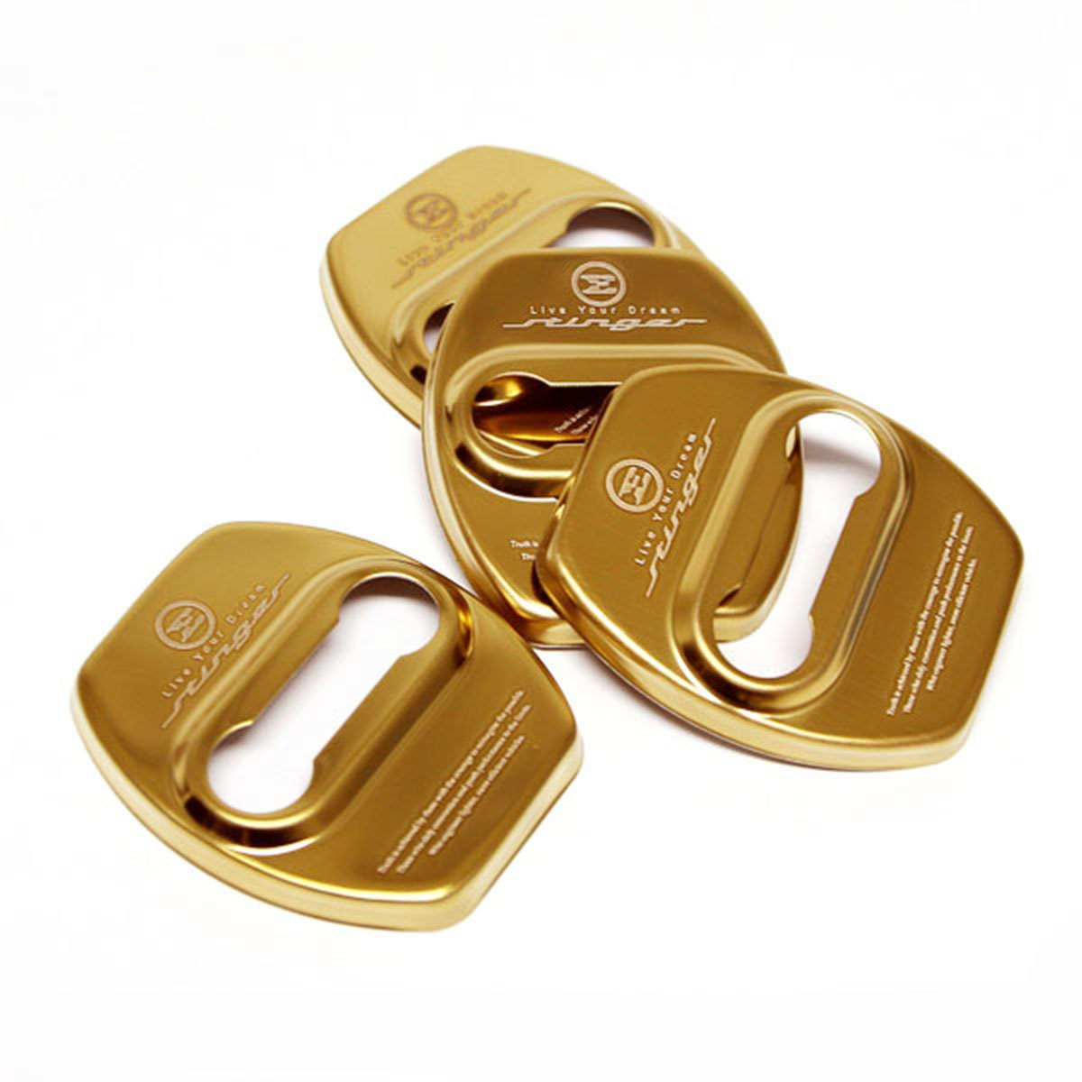 Four1Korea Stainless Steel Car Door Lock Striker Cover Decoration and Protection Buckle Trim for Kia Stinger 2017 2018 (Silver)